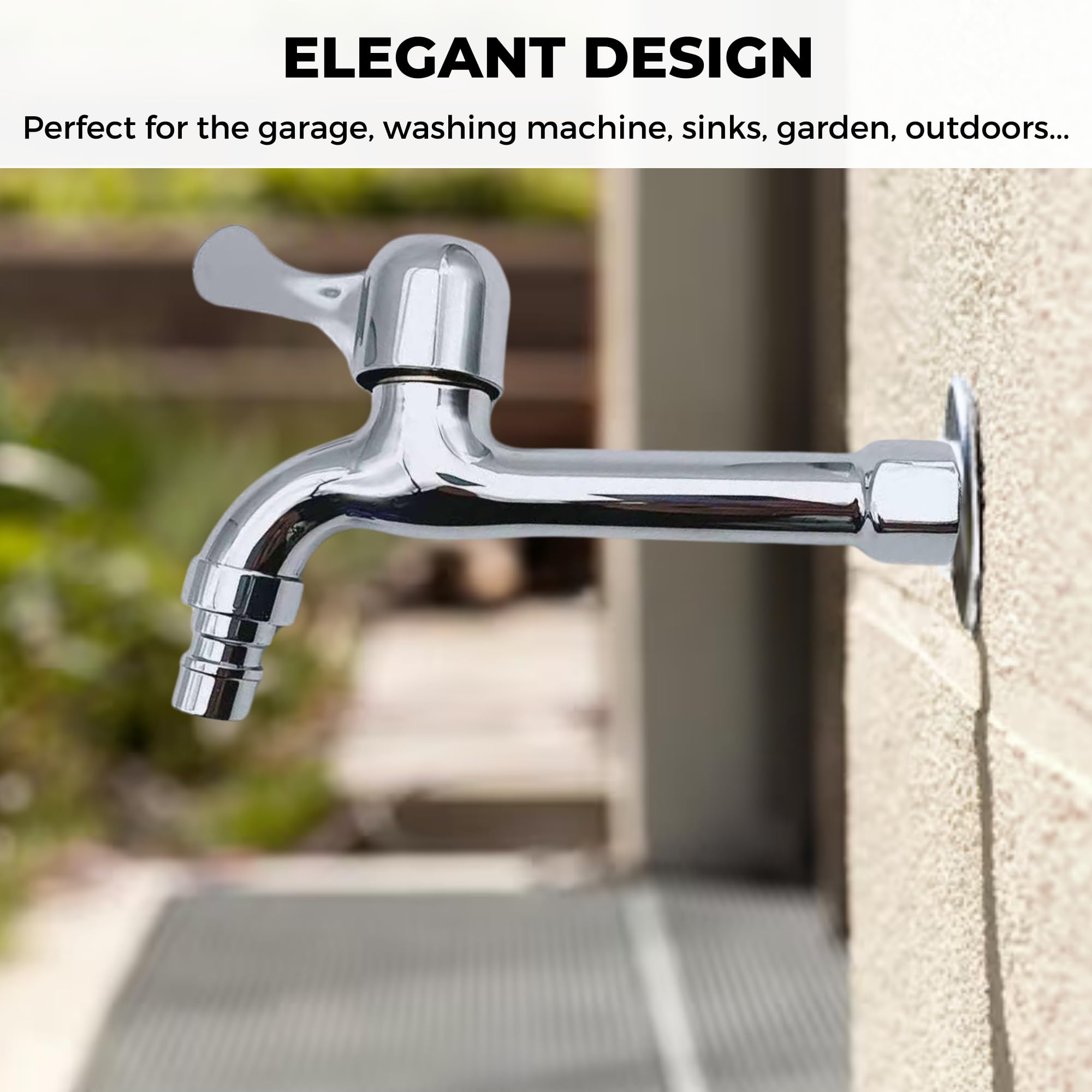 Garden Sink Tap, Chrome Faucet, 304 Stainless Steel Sink Faucet, Exterior Sink Tap, Wall Mounting - Image 4