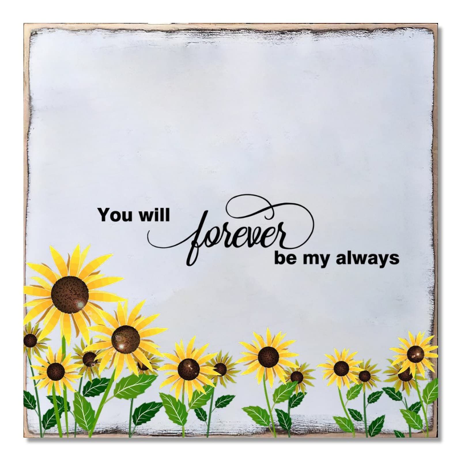 Plaque murale tournesol en bois 40x40 cm décoration maison romaine