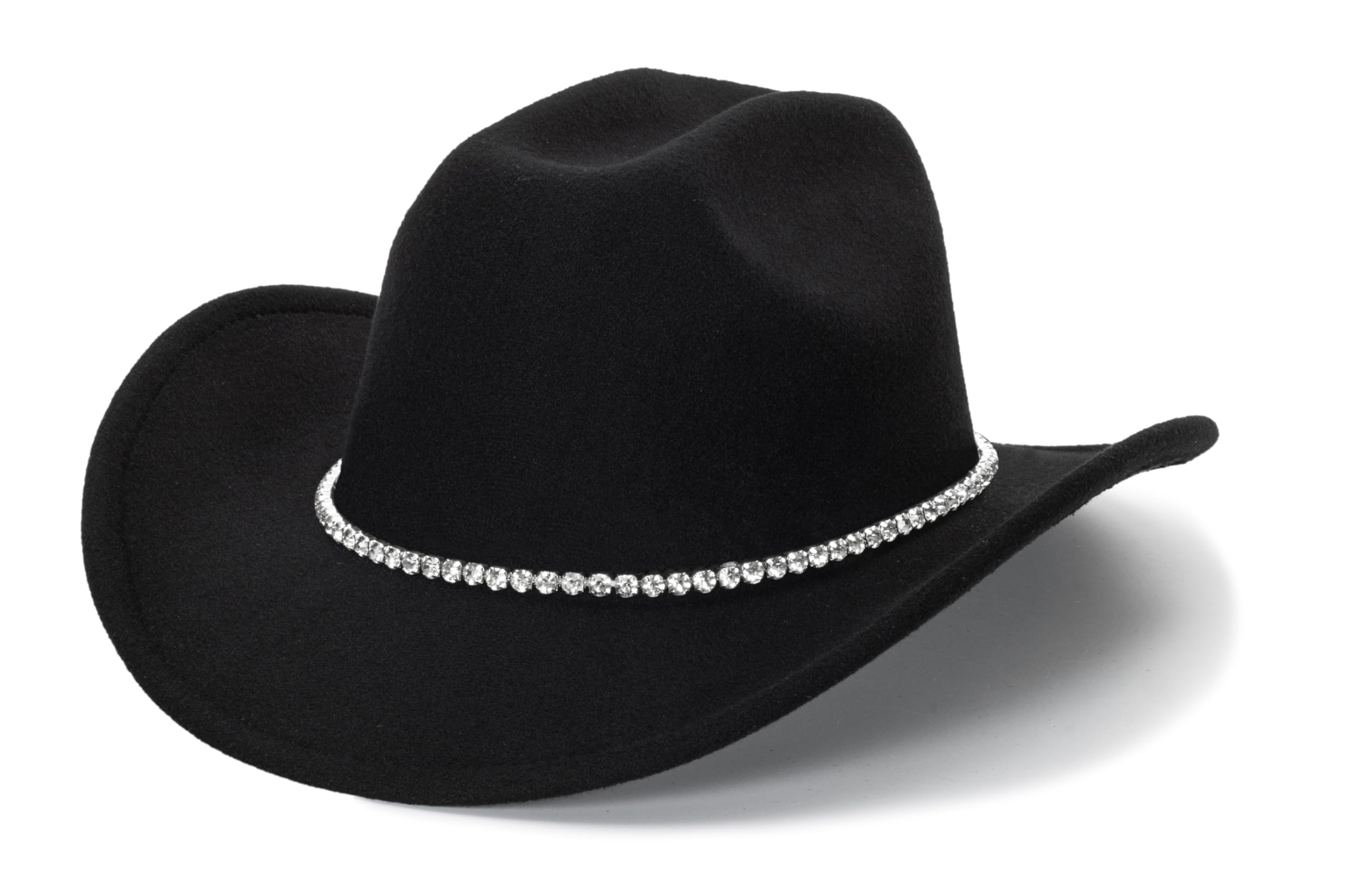 DudWocy Sombrero de vaquero occidental de fieltro clásico para mujer y hombre, sombrero de jazz fedora con cinturón