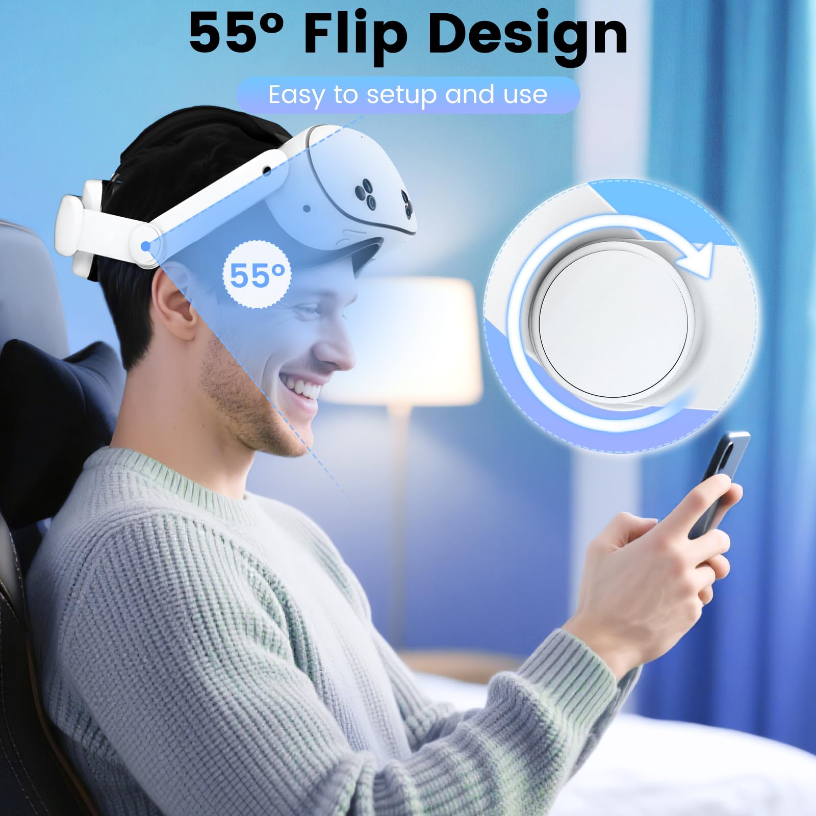 Head Strap with Battery for Meta Quest 3S/3, Rechargeable Battery Pack Headstrap for Oculus 3/3s, Nexatrix Detachable Elite Strap for VR Headset (6,000mAh Battery)