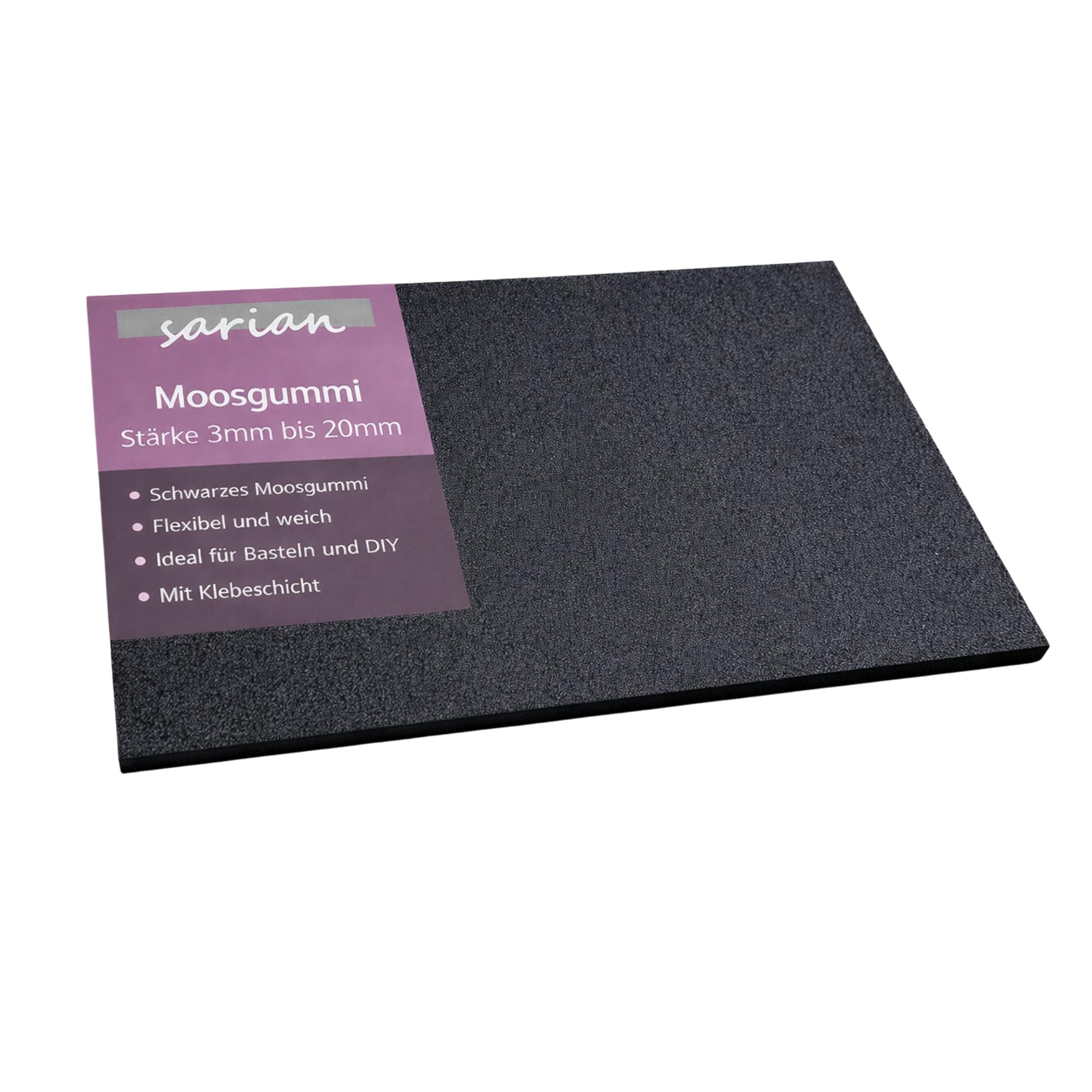 Moosgummiplatte 200mm x 300mm selbstklebend 3mm 5mm 8mm 10mm 12mm 15mm 20mm stark EPDM Zellkautschuk Moosgummiatte Dichtungsmatte einseitige Klebeschicht Dämmplatte Moosgummiunterlage (Stärke 12mm)