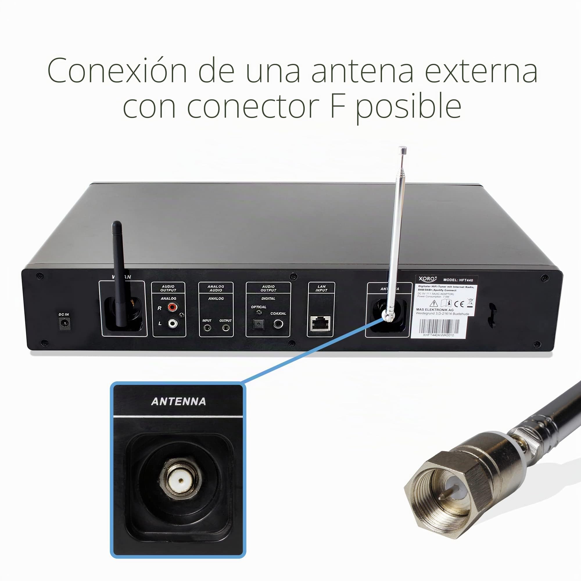 XORO HFT 440 - Radio por Internet con Dab+ y recepción FM para Ampliar un Sistema de Alta fidelidad, WiFi de 2,4 GHz, Bluetooth, SpotifyConnect, Streaming de música por UPnP