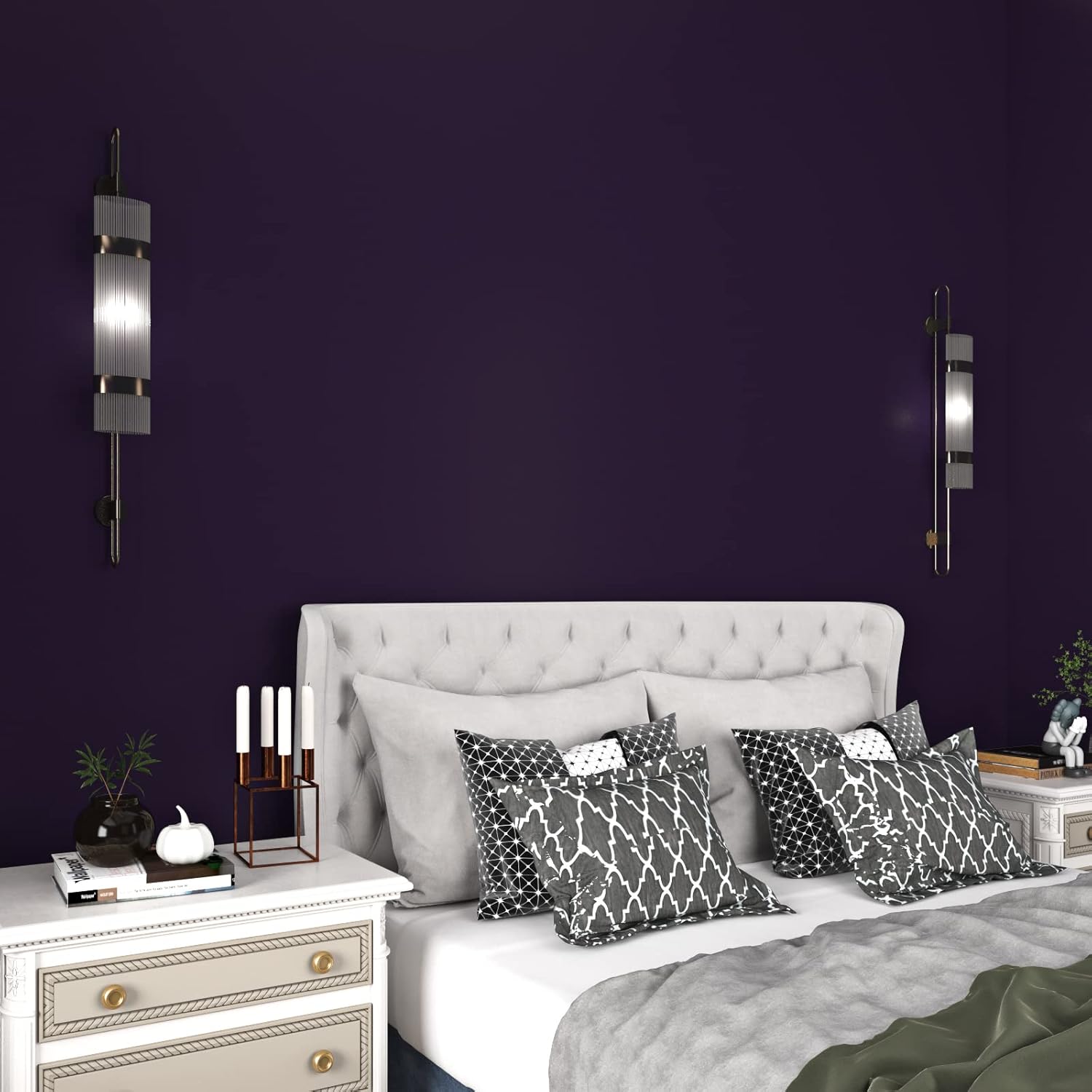 Livelynine Purple Wallpaper Peel and Stick 15.8x590 Dark Moody Wall Paper Self Adhesive Midnight Purple Contact Paper for Cabinets and Drawers Renter Friendly Kitchen Cabinet Vinyl Wrap Desk Covering
