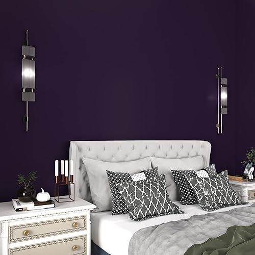 Miniatura 9 de Livelynine Papel tapiz de color morado oscuro extraíble para encimeras, armarios, paredes, papel de pared para dormitorio, baño, sala de estar,