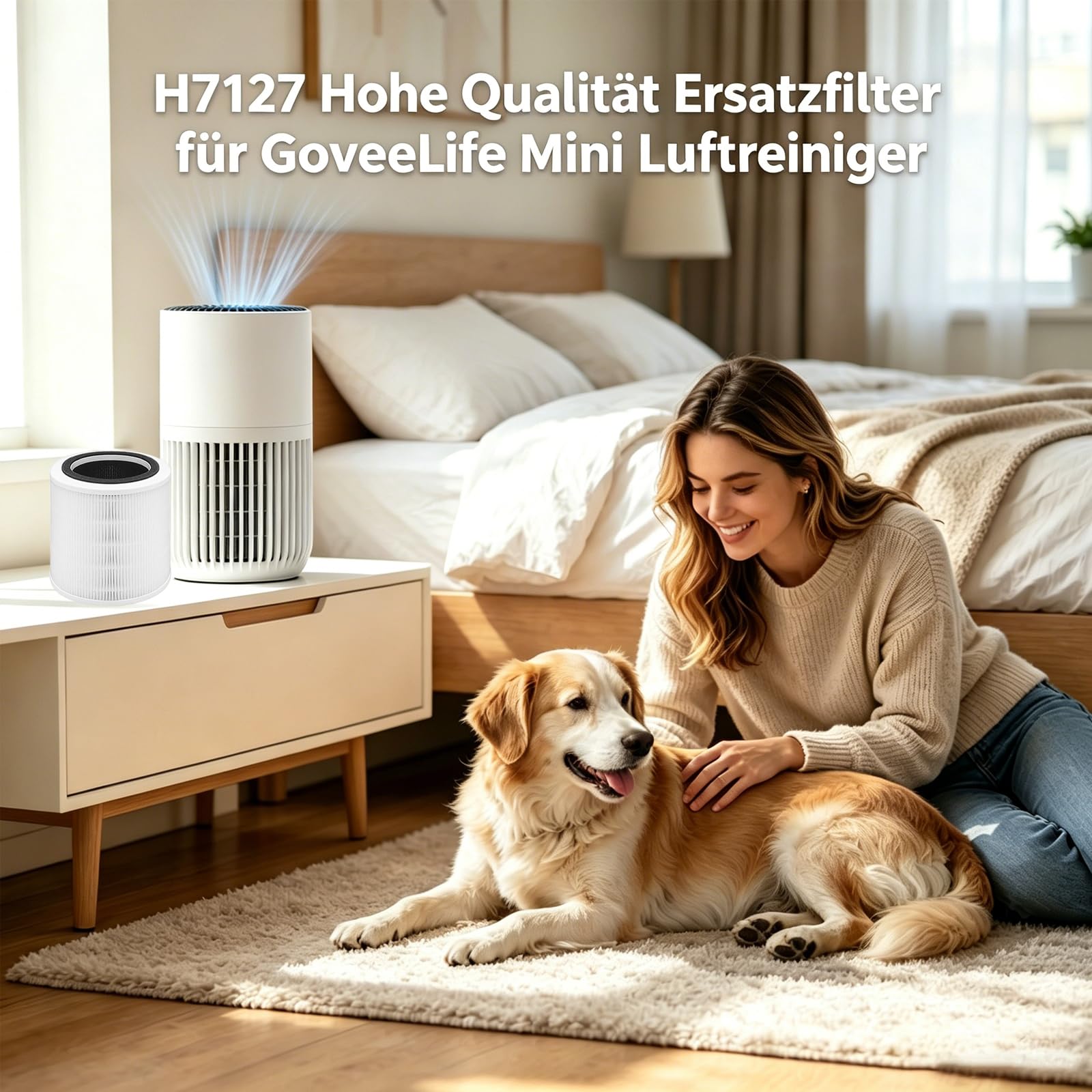 H7127 filtr zamienny do mini oczyszczacza powietrza GoveeLife – 2 sztuki filtrów HEPA 3 w 1 H13 z węglem aktywnym | trwały 3-6 miesięcy | na pyłki, sierść zwierząt, zapachy i alergeny