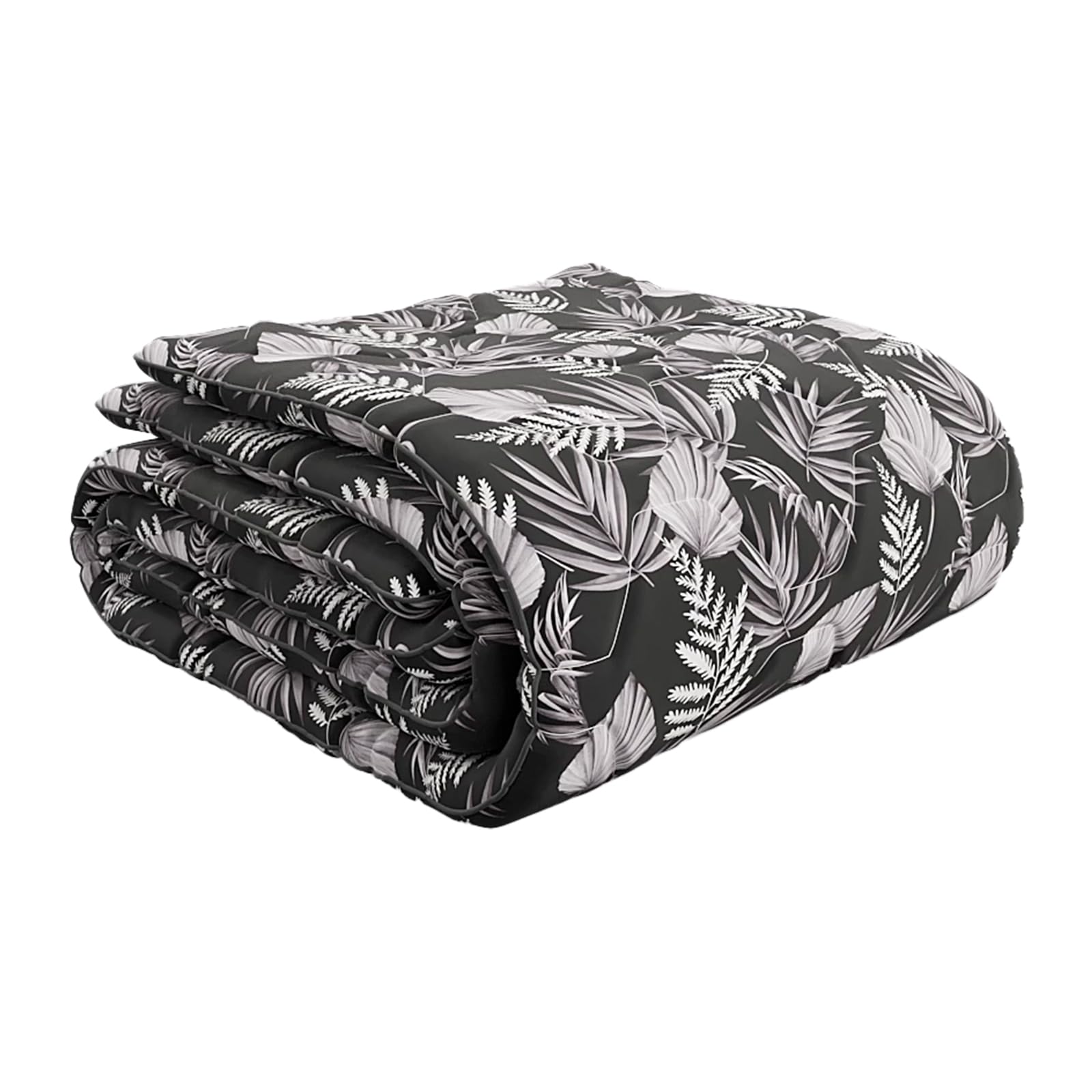 HappyBed Ganzjahresbettdecke einzeln 260x220 - Extra breit - Mikrofaser - Waschbare Bettdecke ohne Bezug - Bedruckte Bettdecke ohne Bezug - Ärmellose Bettdecke mit Druck - Black Leaves