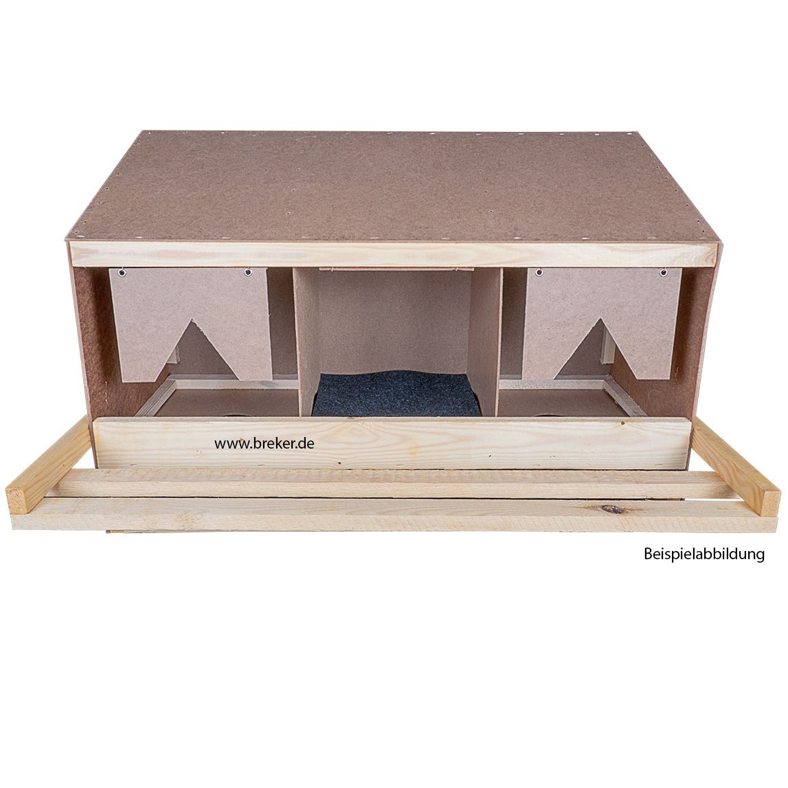 Legenest für Hühner 3er – gerade Unterteil-Variante | Abrollnest aus Holz mit Nestmatten & Auffangwanne | montiertes Hühnernest stapelbar zum Stellen oder Hängen