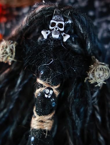 Miniatura 2 de Muñeca vudú real hecha a mano espeluznante, suministros de vudú de terror, calavera, brujas, poppet para Halloween, cumpleaños, Navidad, fiesta,