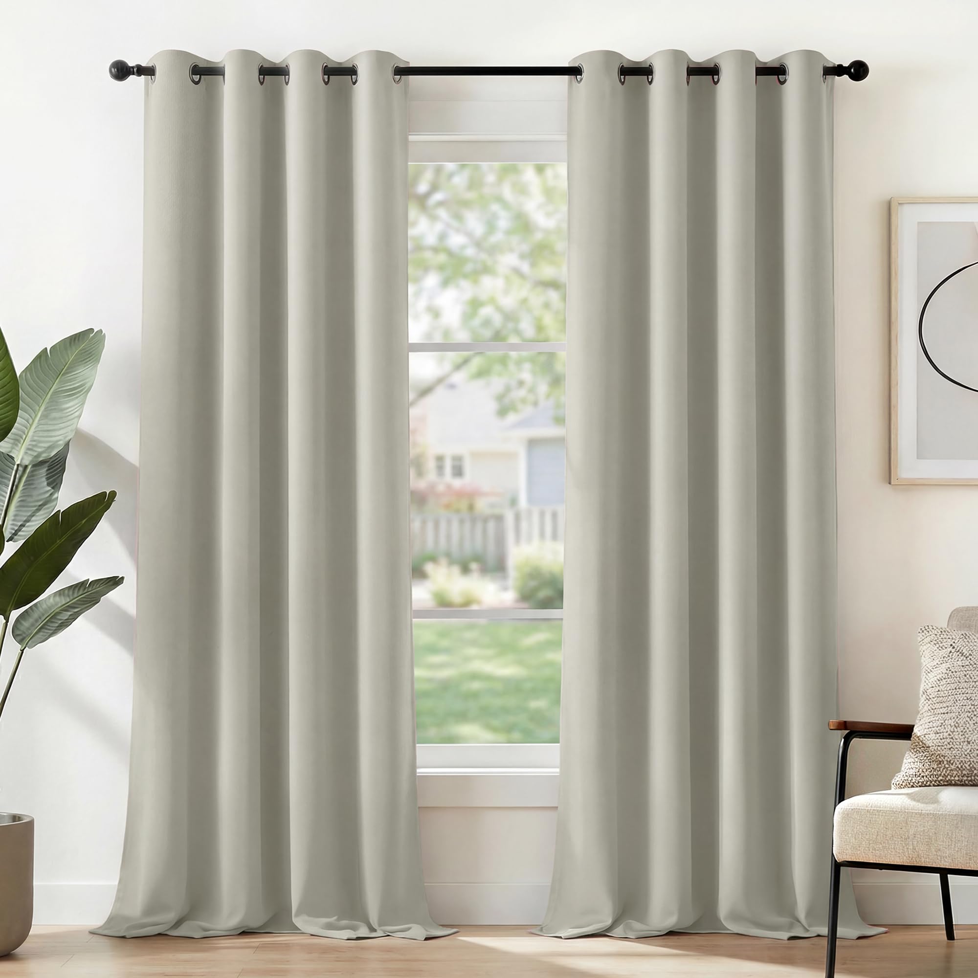 Deconovo White Room Darkening Curtains, Thermal Insulated Eyelet Curtains Pair, Energy Saving Light Reducing Panels for Bedroom & Living Room, W52 x L90 Inch, Pack of 2, White Onyx