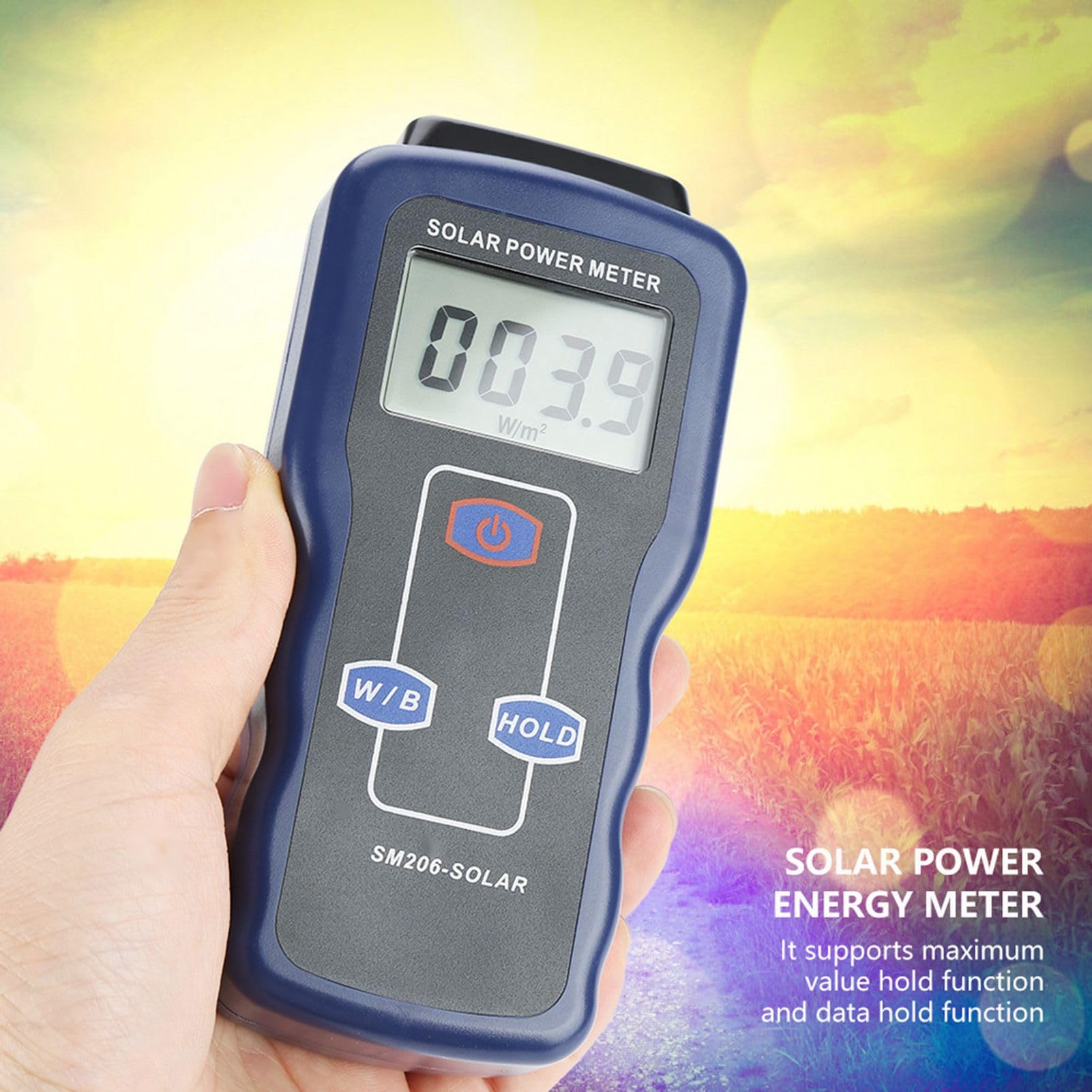 FTVOGUE Instrumento de Prueba de Medición de Radiación de Luz Solar de Medidor de Energía Solar Digital SM206