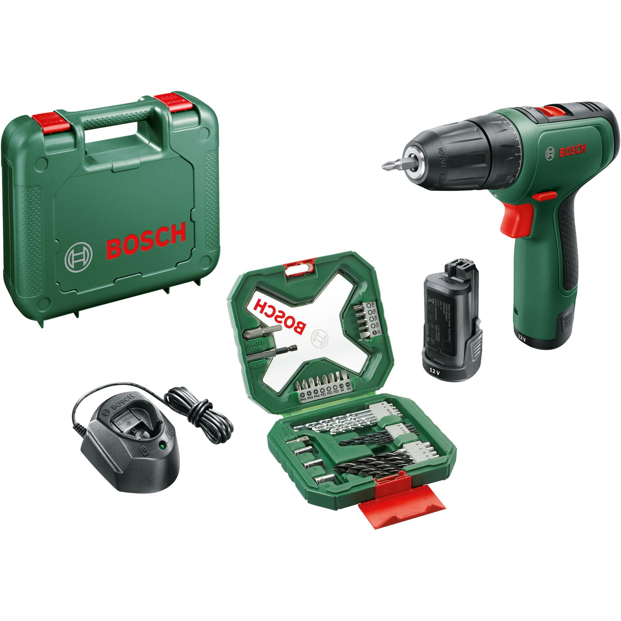 Bosch 06039D3008 Easydrill 1200 (2 x 1,5 Ah) +GAL 1210 CV+ AC set X34