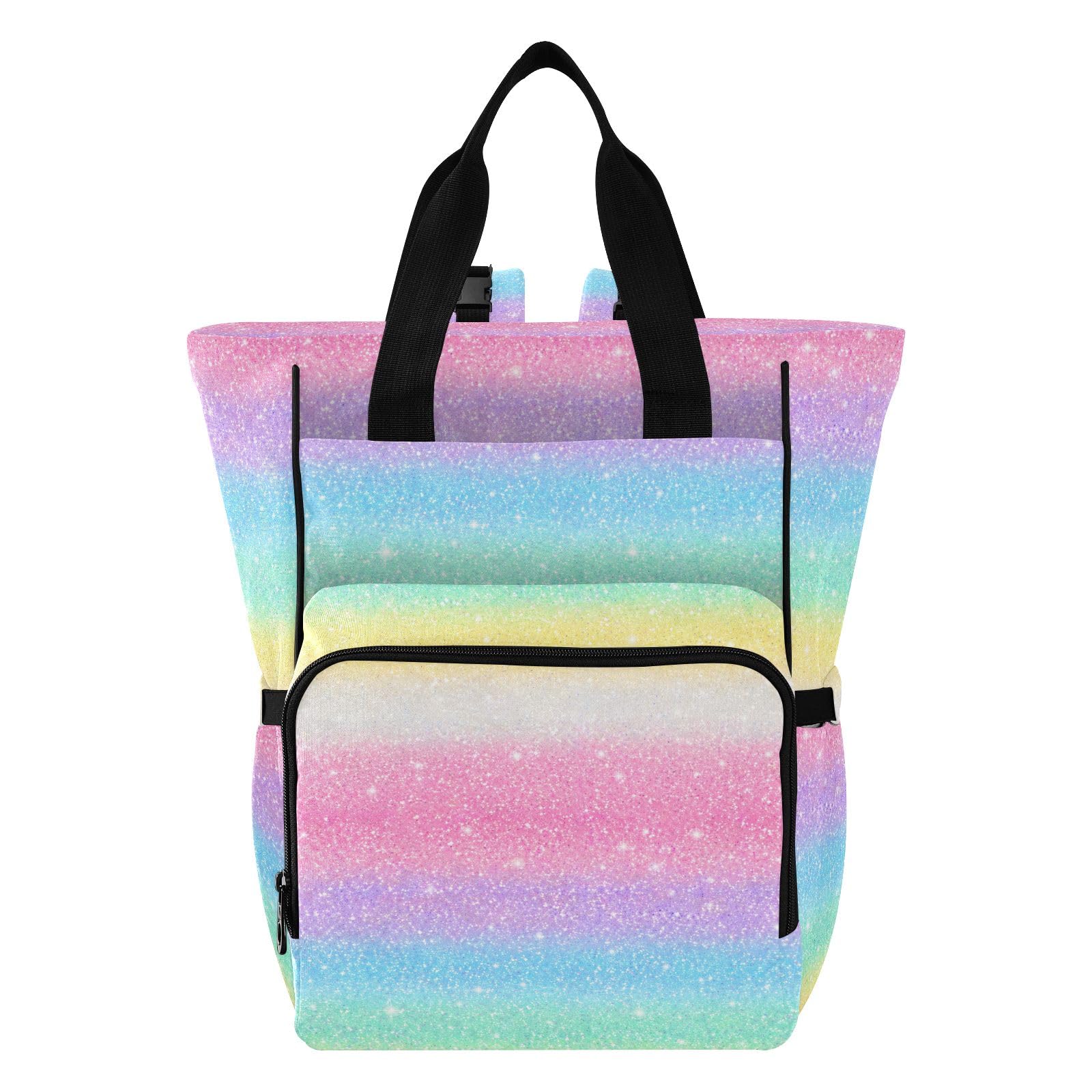 Mnsruu Mochila para pañales de bebé de colores arcoíris, bolsa grande, impermeable, bolsas de pañales de viaje para mamás y papás