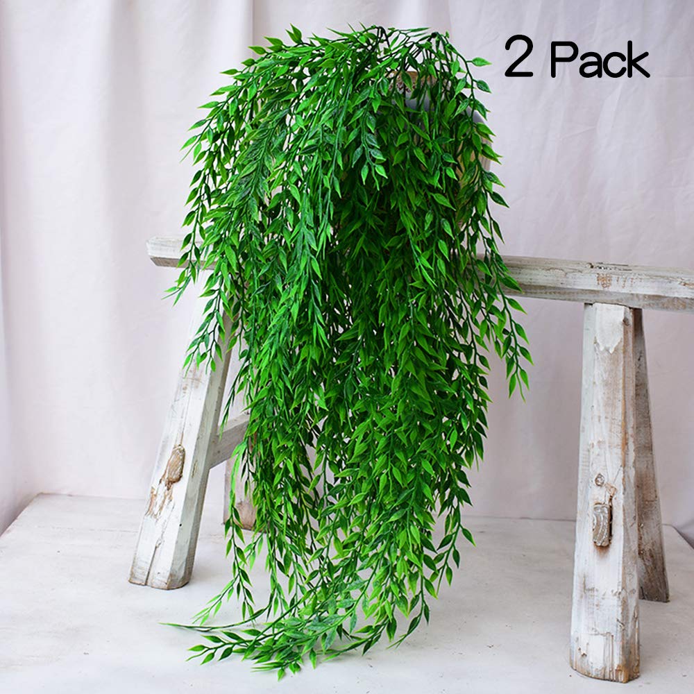 Buy KingYH 2 Pack Artificial Hanging Plants Garland Fake Willow Leaves