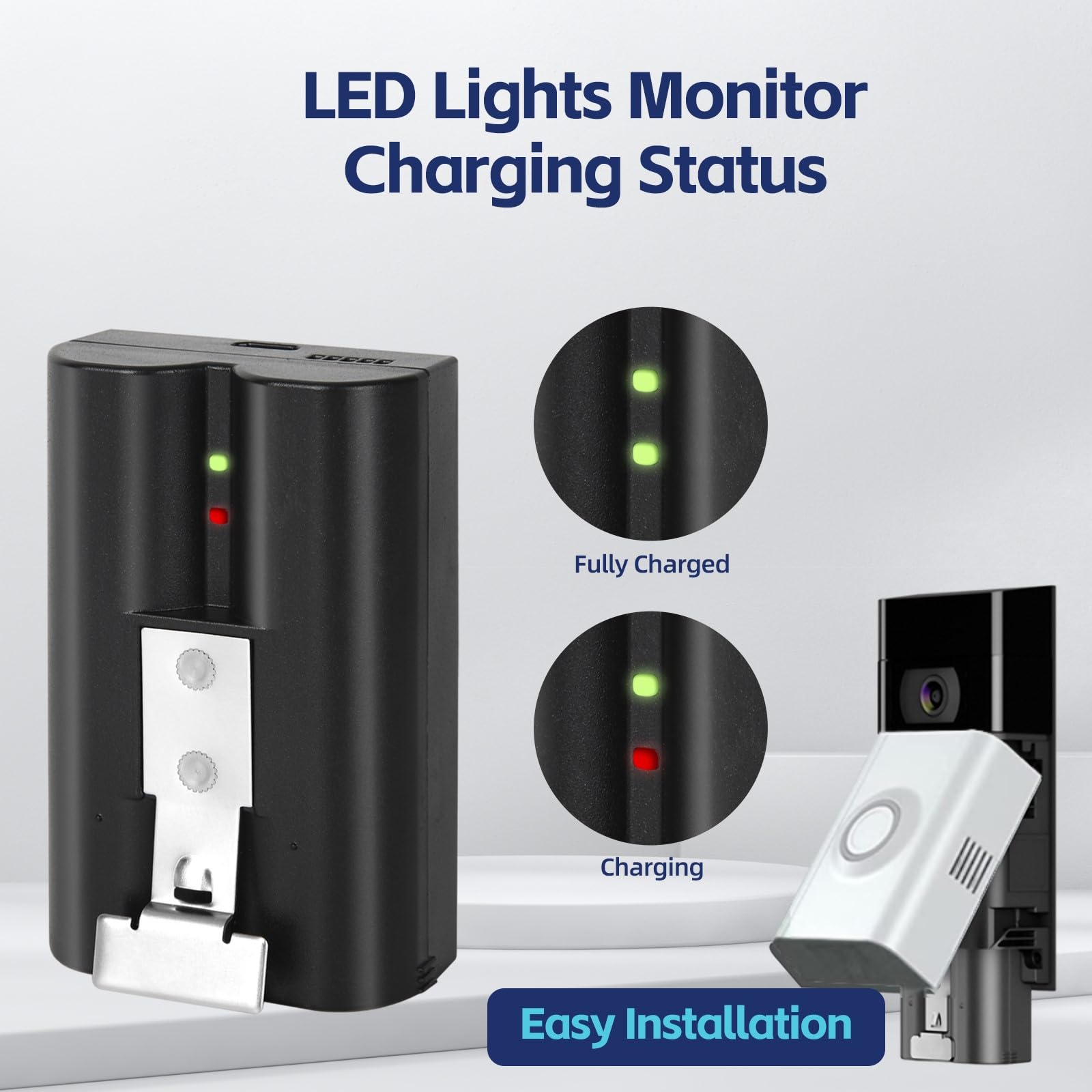 1-Pack Replacement Battery with Charger Station for Ring-Doorbell Camera  and 2, Spotlight Camera and Stick Up Camera, Rechargeable Upgraded Lithium