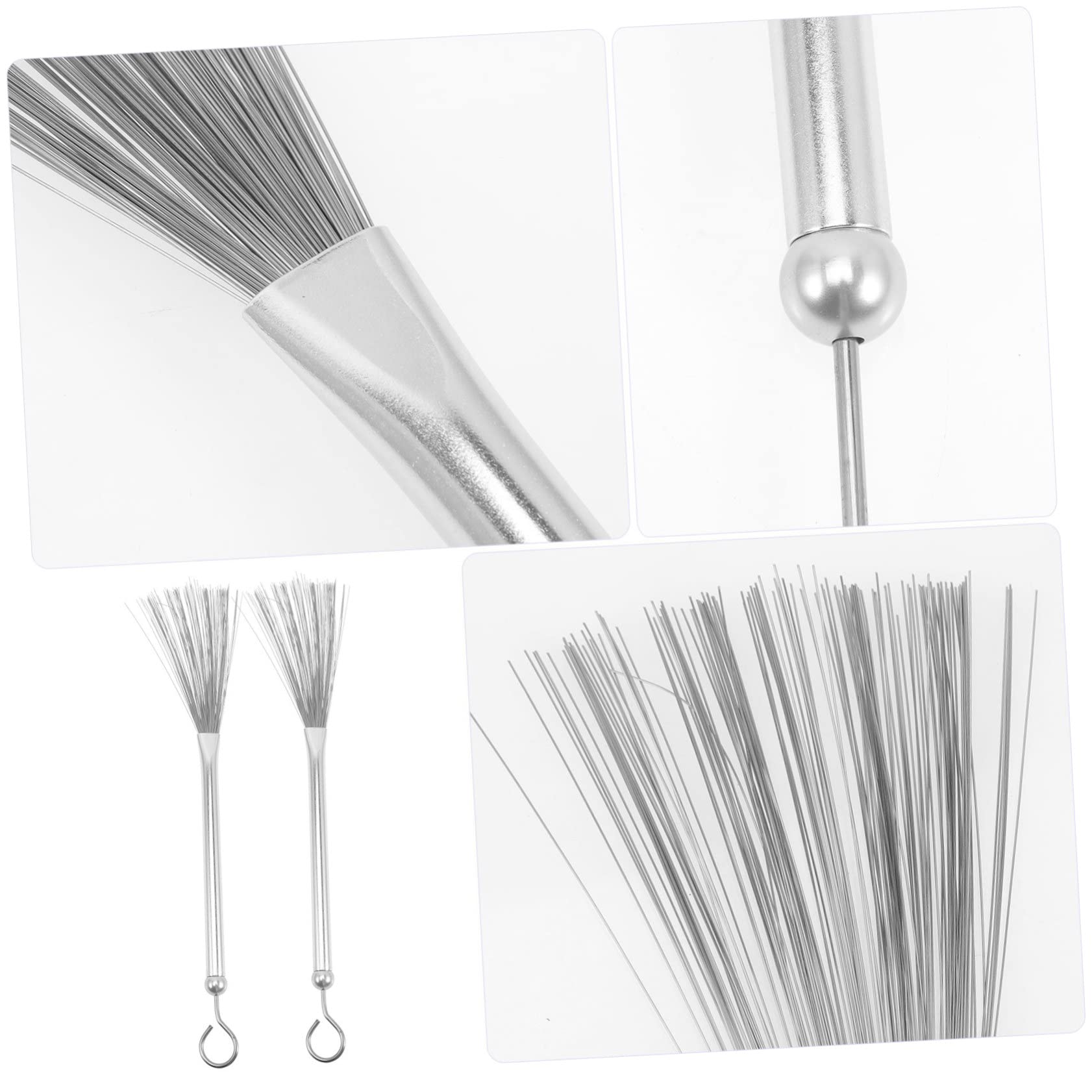 Toyvian 6pezzi Spazzole Per Batteria Professionali Acciaio Con Manico Metallo Per Jazz e Strumenti Percussivi Accessori Batteria Per Musicisti e Insegnanti