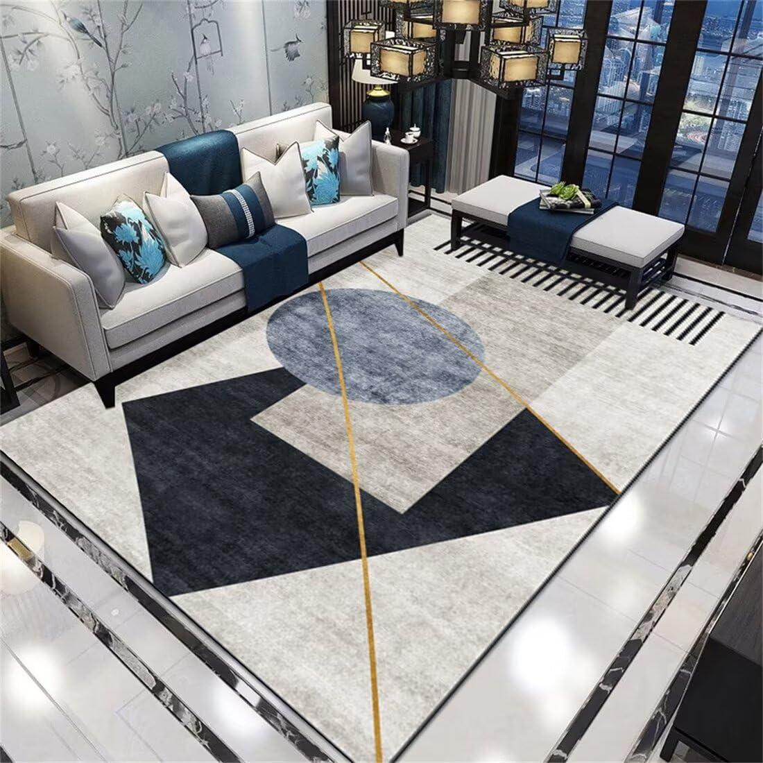 Tapis de salon à la mode 200X300CM irrégulier gris-bleu pour chambre