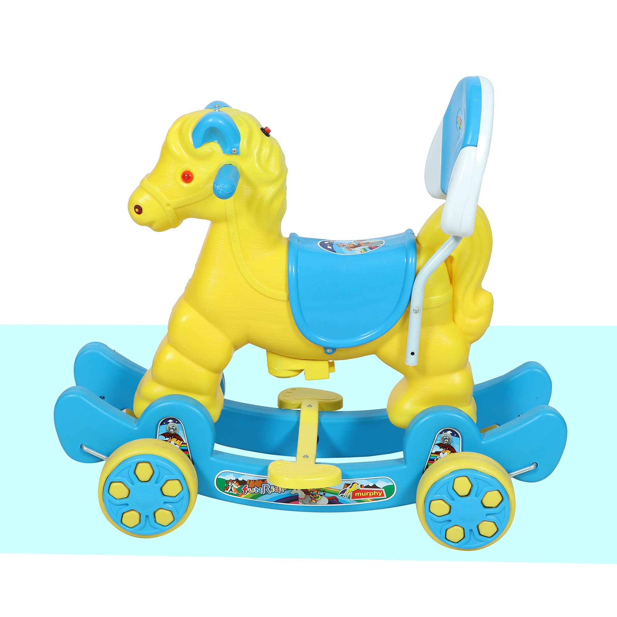 HerHome Rocking Horse Ride On for Kids - Murphy Super 2-in-1 Musical Horse Rocker Cum Ride On Toy with Backrest - Ideal Age - 1 Year to 3 Years, Weight Supported - Upto 25 KG (Blue) 3