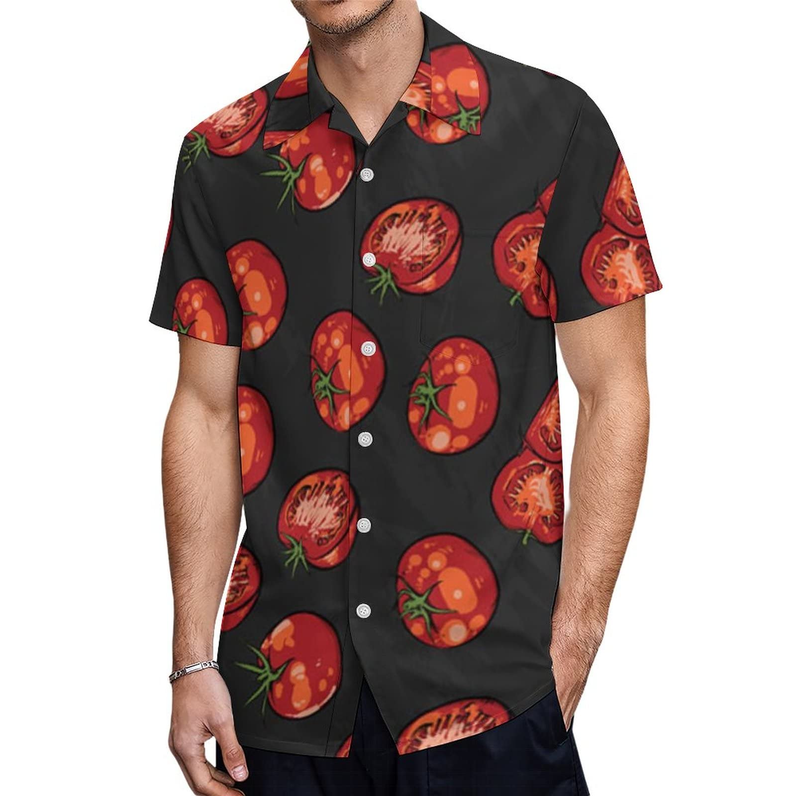 Amazon.co.jp: シャツ メンズ トマト柄 半袖 アロハシャツ ワイシャツ 