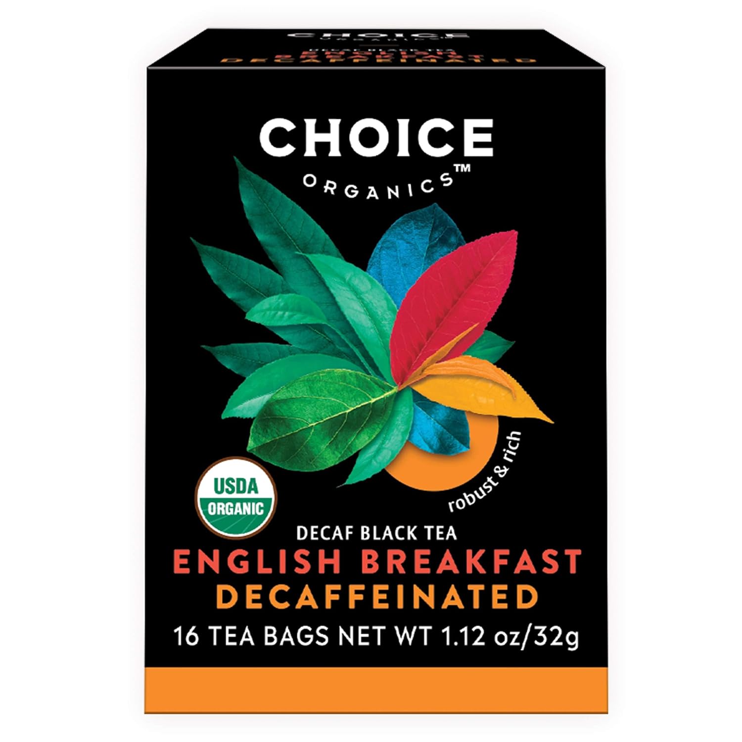 Choice Organics - Organic Decaffeinated English Breakfast Tea (6 Pack) - Fair Trade - Compostable - 96 Organic Black Tea Bags