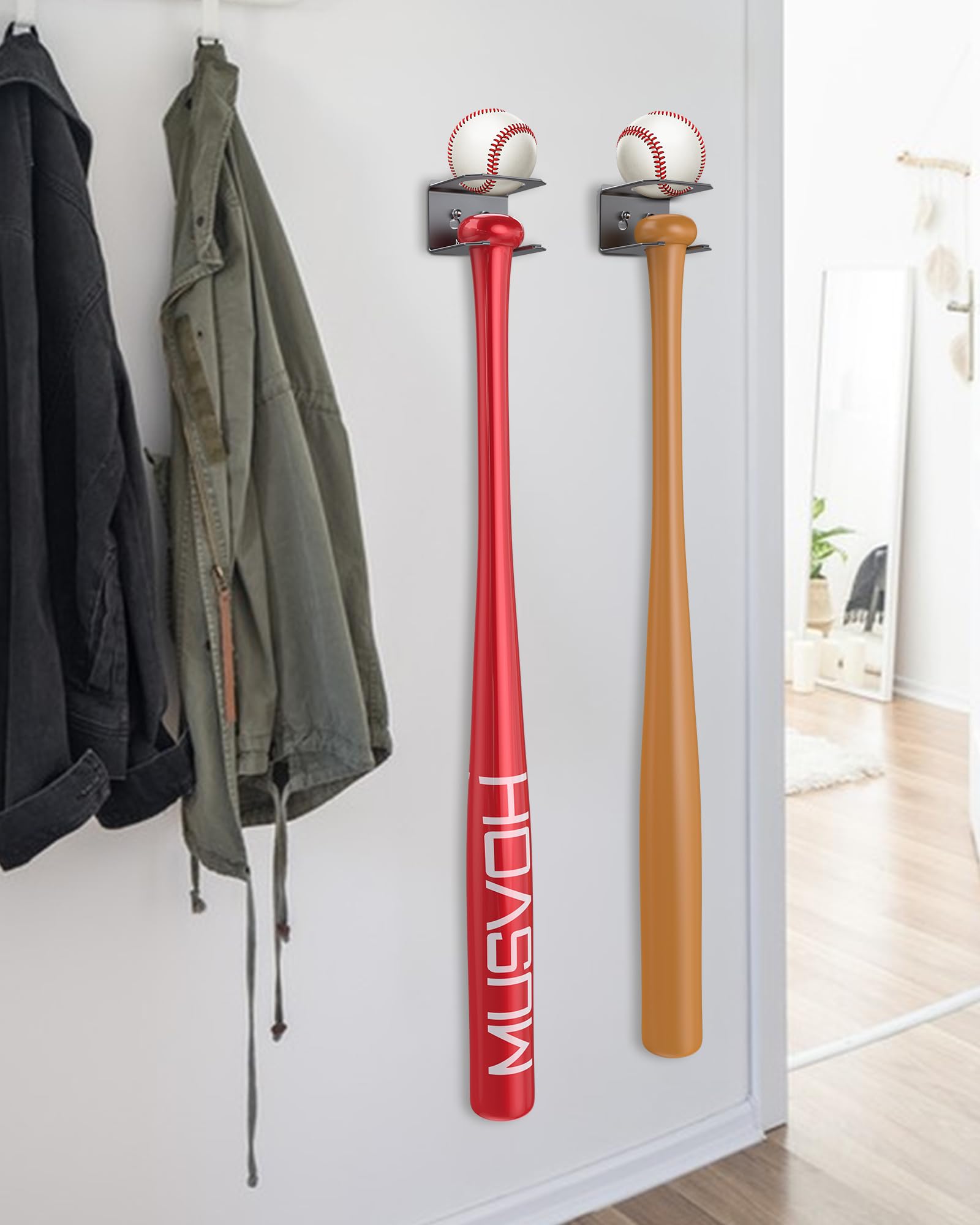 Snapklik.com : MUSVOH Baseball Bat Wall Mount Hanger, Vertical Baseball ...