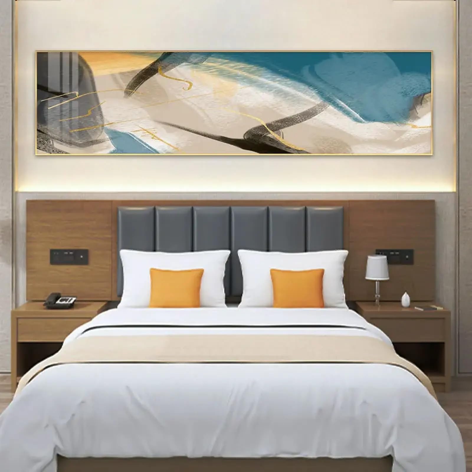 Peinture abstraite colorée sur toile 20x60 cm encadrée pour déco chambre