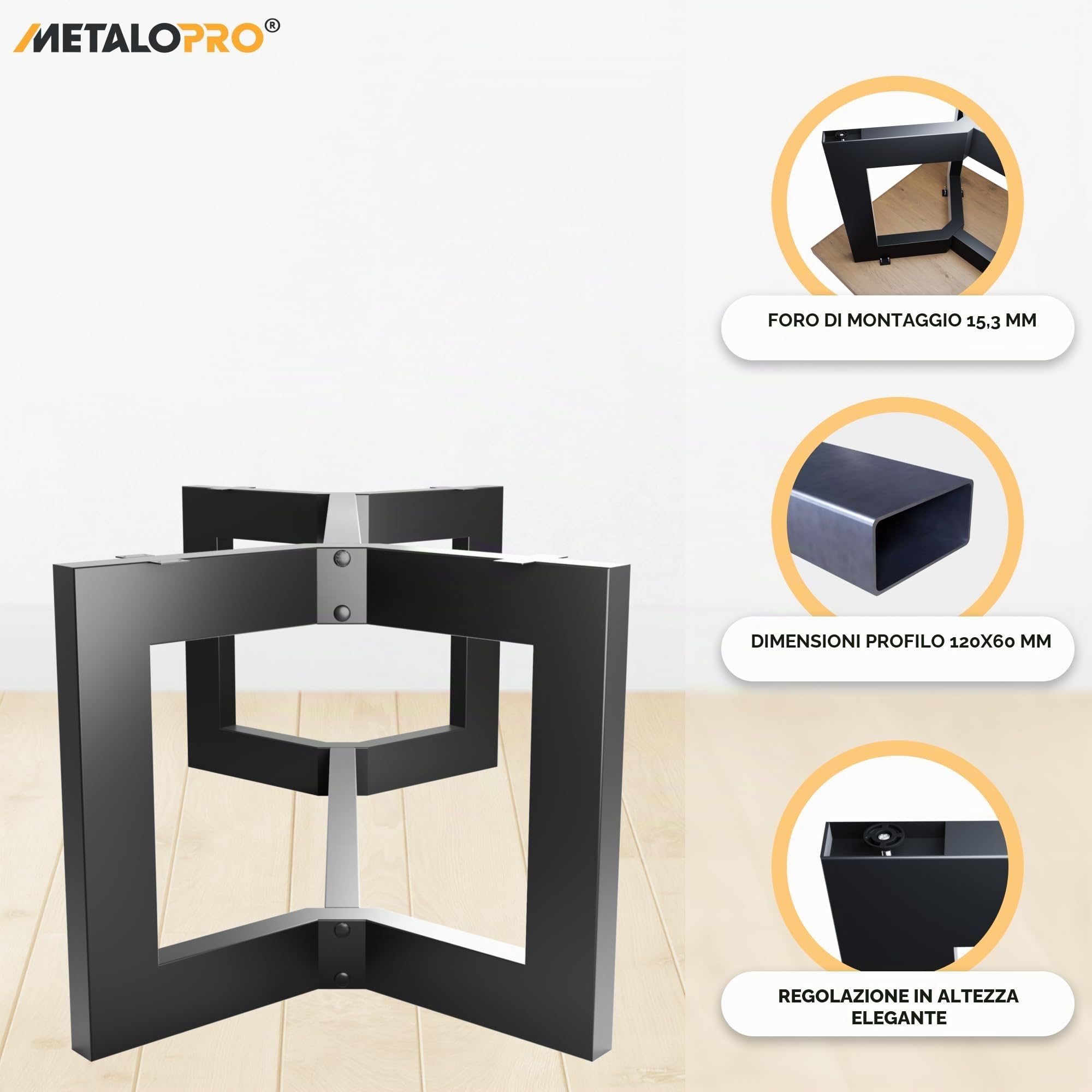 Struttura Tavolo Barax Extreme Acciaio 220x80x72 cm – Telaio Minimalista Robusto Esstisch Sala da Pranzo Design
