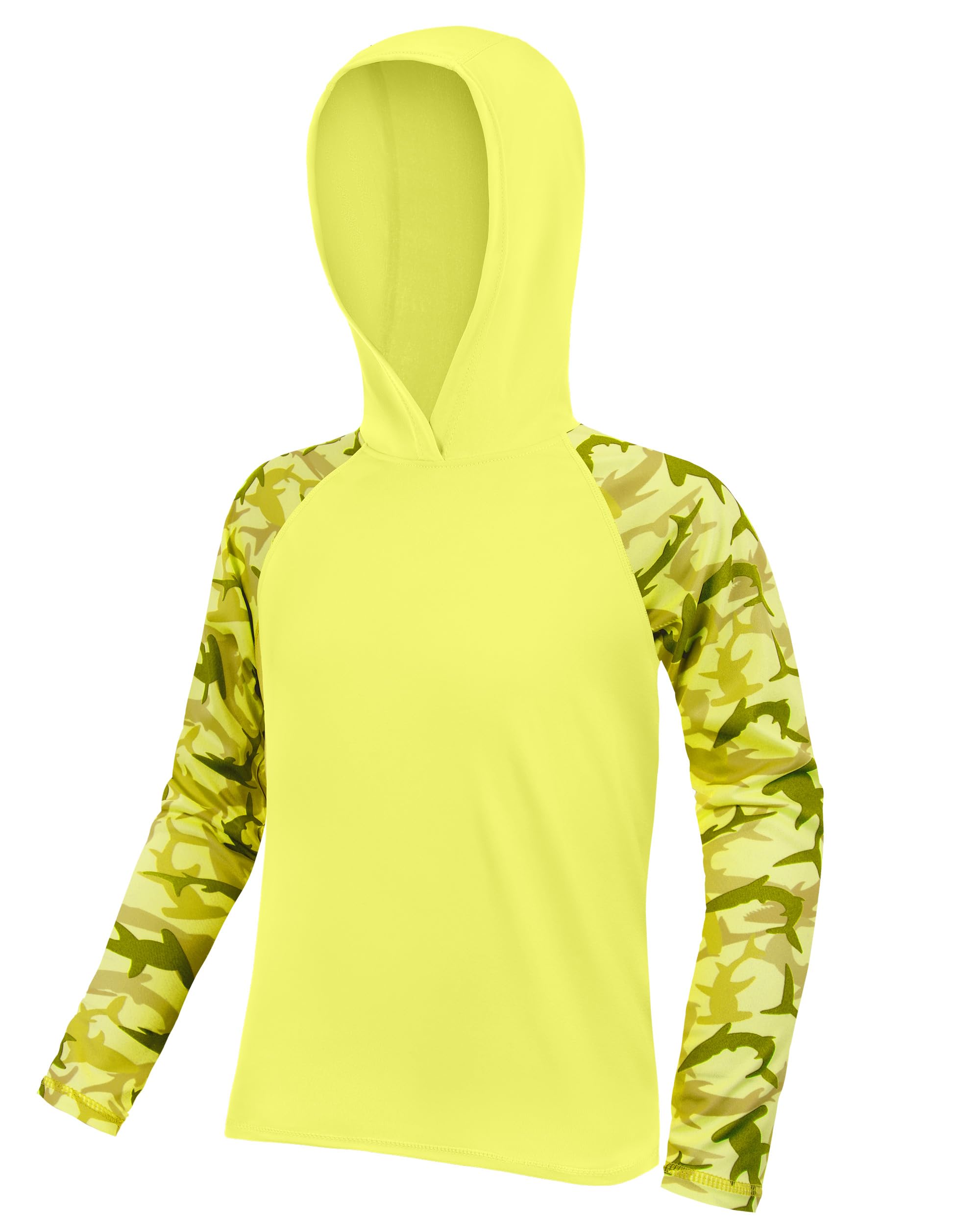 Boys Rash Guard Swim Hoodie, Kids Long Sleeve Sun Fishing Shirts