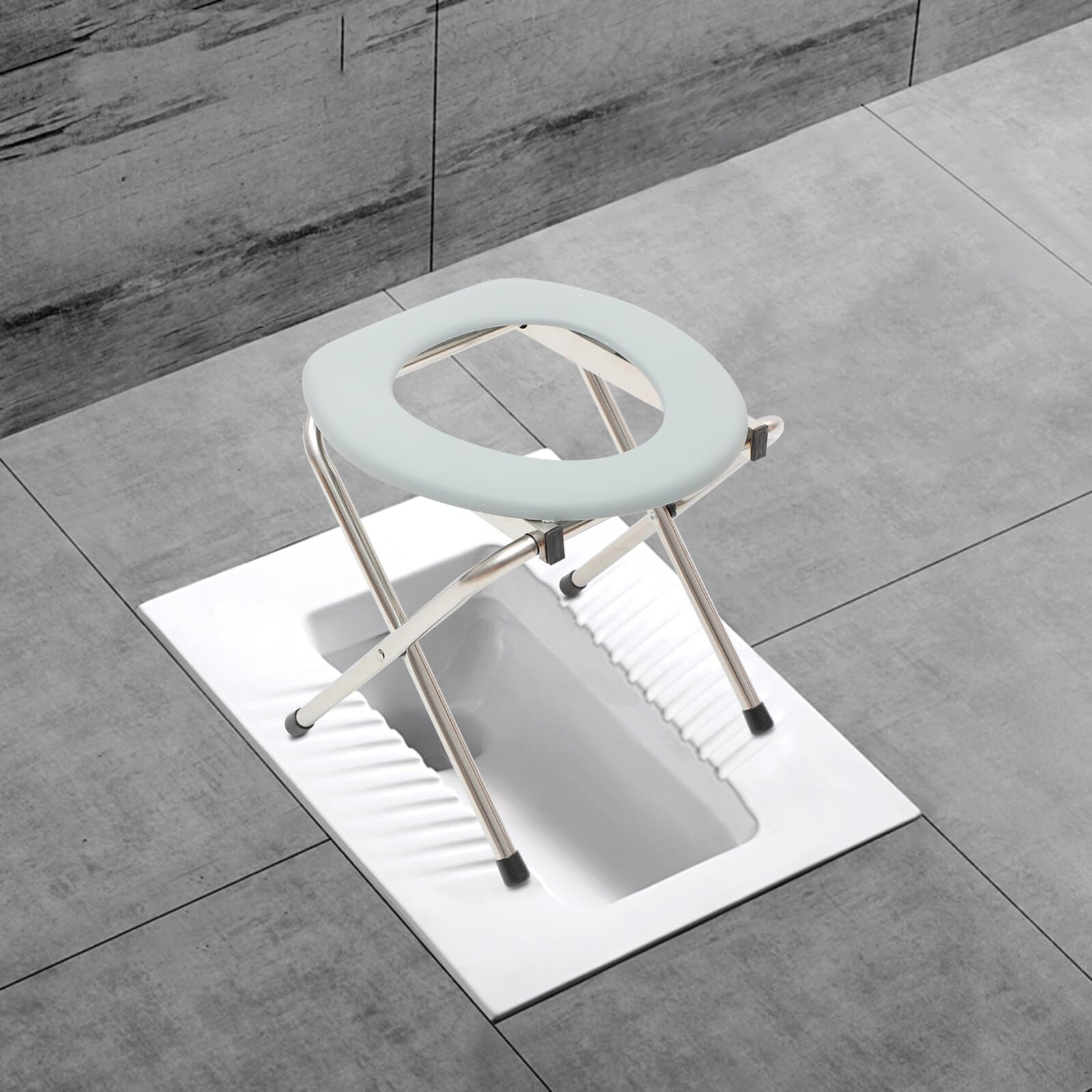 Silla De Baño Plegable Portátil Función De Orinal para Adultos, Adecuada para Uso En Viajes, Camping y Cuidado De Personas Mayores