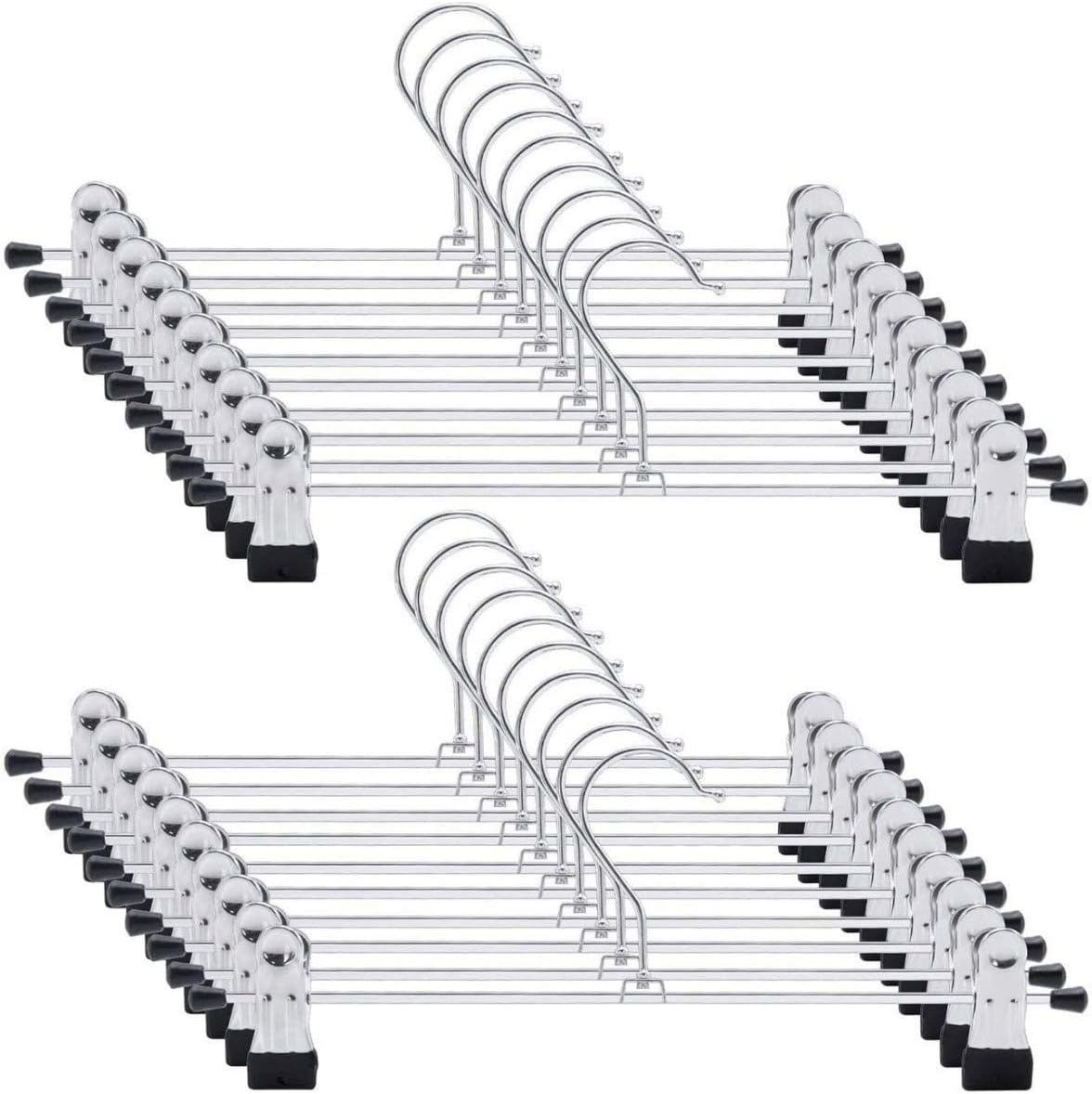 Dikenson Trouser Hangers Pack of 20 Skirt Hangers with Adjustable Non