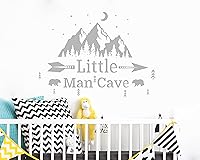 Vista 3 de Calcomanías de vinilo con diseño de montañas de la cueva de Little Man, paisaje con animales, calcomanía de estrellas de luna de montaña