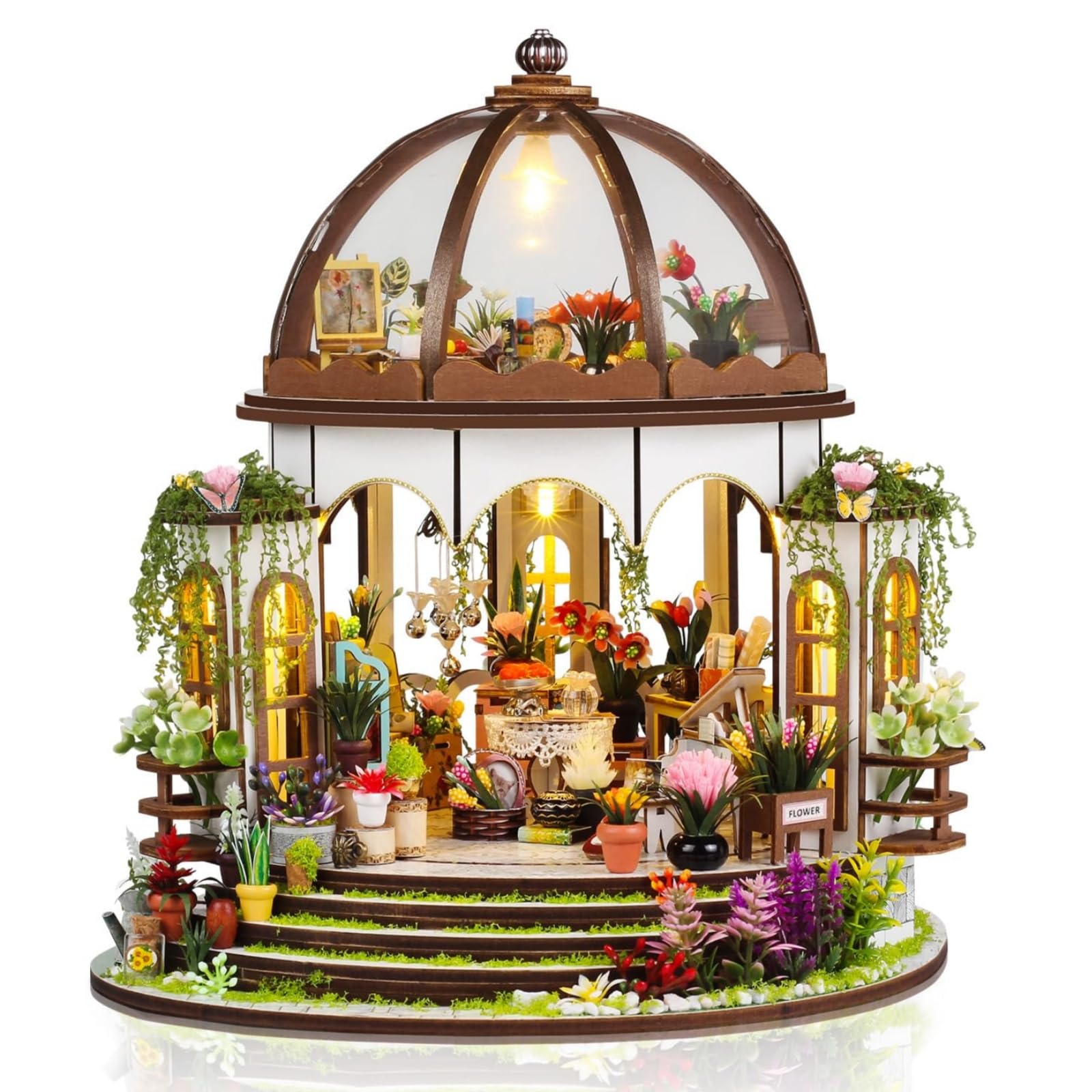 Cuteefun Kit DIY Casa in Miniatura per Adulti da Costruire, Modello di Mini Casa Fai-da-Te con Mobili Copertura e Strumenti, Idea Regali Artigianale Creativi per Il Regalo di Natale(Giardino Cielo)
