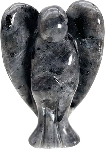 Miniatura 10 de Fekuar Estatua de ángel guardián de oración de cristal curativo de cornalina natural, figuras de piedra de palma de bolsillo talladas para