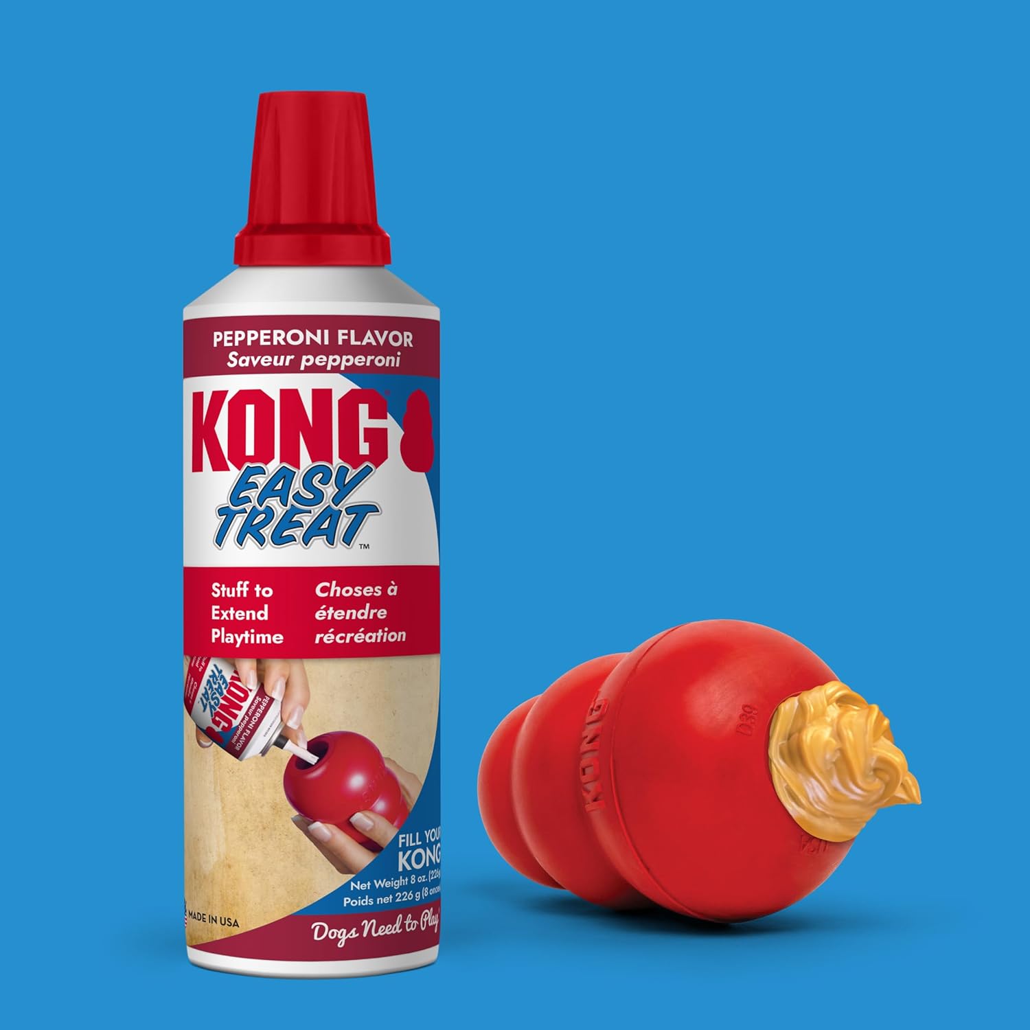 KONG Easy Treat Dog Paste 3-Pack – Mess-Free Stuffing Toys, Training & Reward Treats, Made in USA, Highly Digestible, No Refrigeration Needed (Pepperoni)