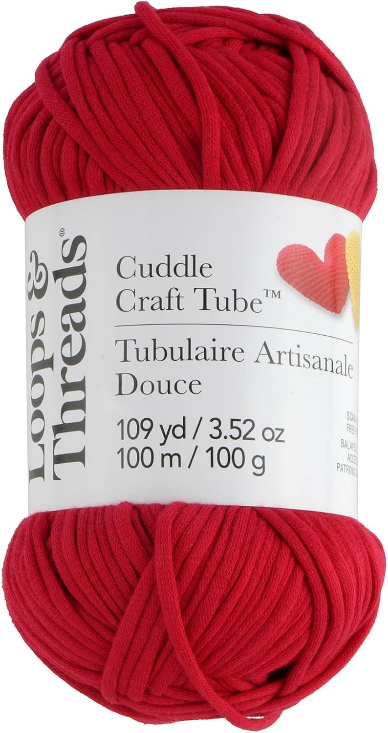 Loops & Threads Cuddle Craft Tube Yarn – Medium (4) Cotton Nylon Blend, Soft Tube Yarn for Knitting, Crochet & Crafts, Ideal for Apparel, Accessories & Decor, 109 yd / 3.52 oz Skein, 8 Pack
