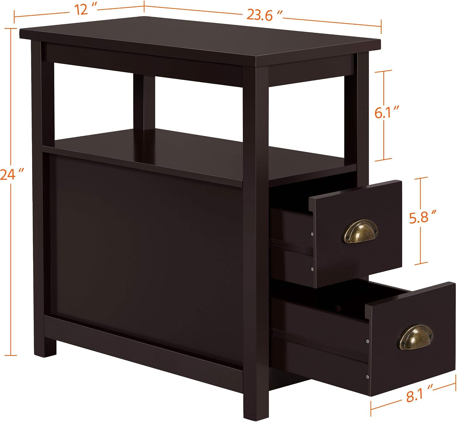 Buy Yaheetech End Table Chairside Table With 2 Drawer And Open Storage Shelf
