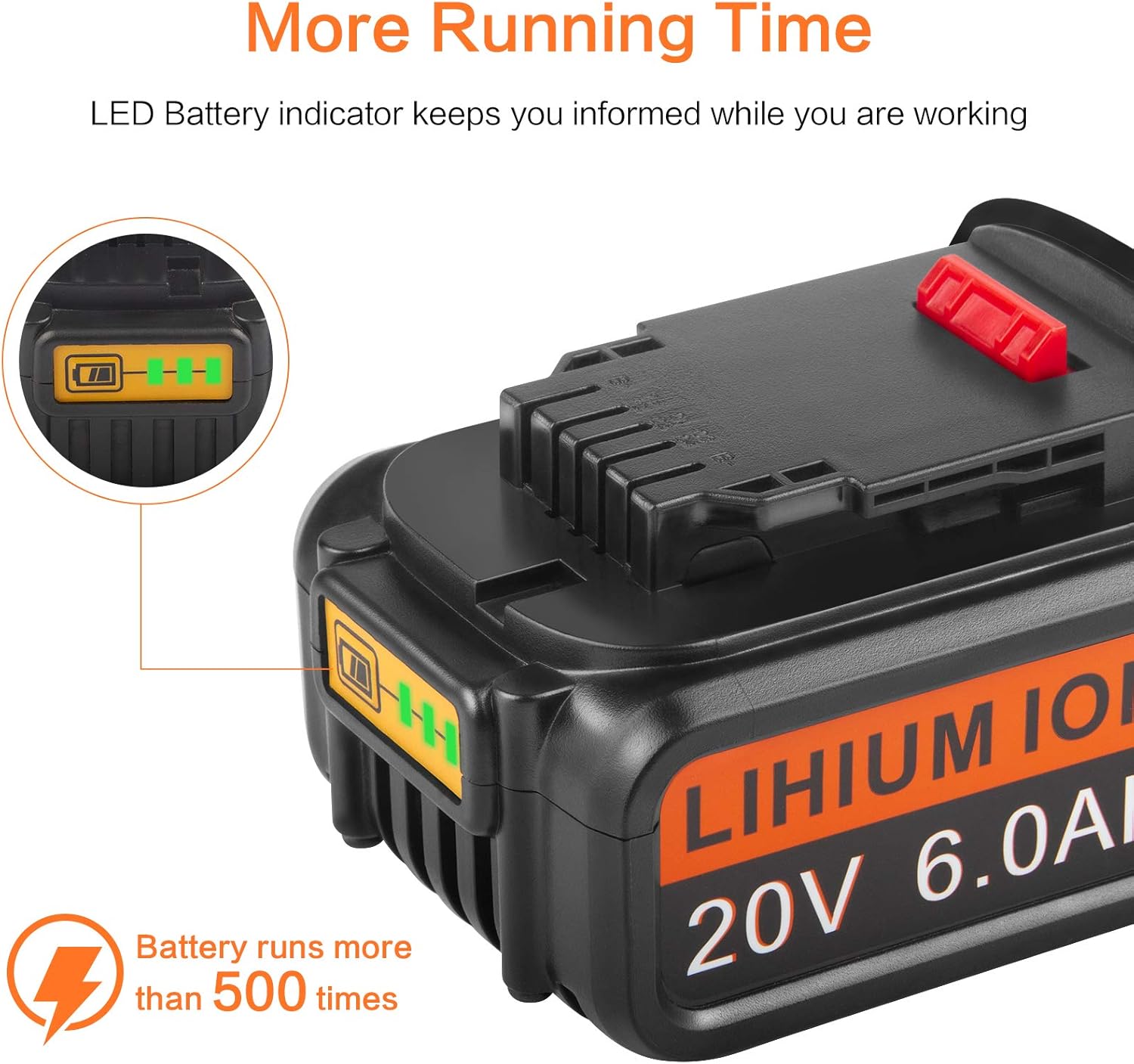 Onе-Dау Sаlе: Uр tо 70% оƒƒ 2 Pack 6.0Ah 20V DCB206 Replacement Battery for DeWalt 20V Max XR DCB180 DCB181 DCD985B DCB200 DCB200-2 DCB201 DCB203 DCB204 DCB204-2 DCB205 DCB205-2 DCB206 DCD/DCF/DCG/DCS Series Cordless Power Tools