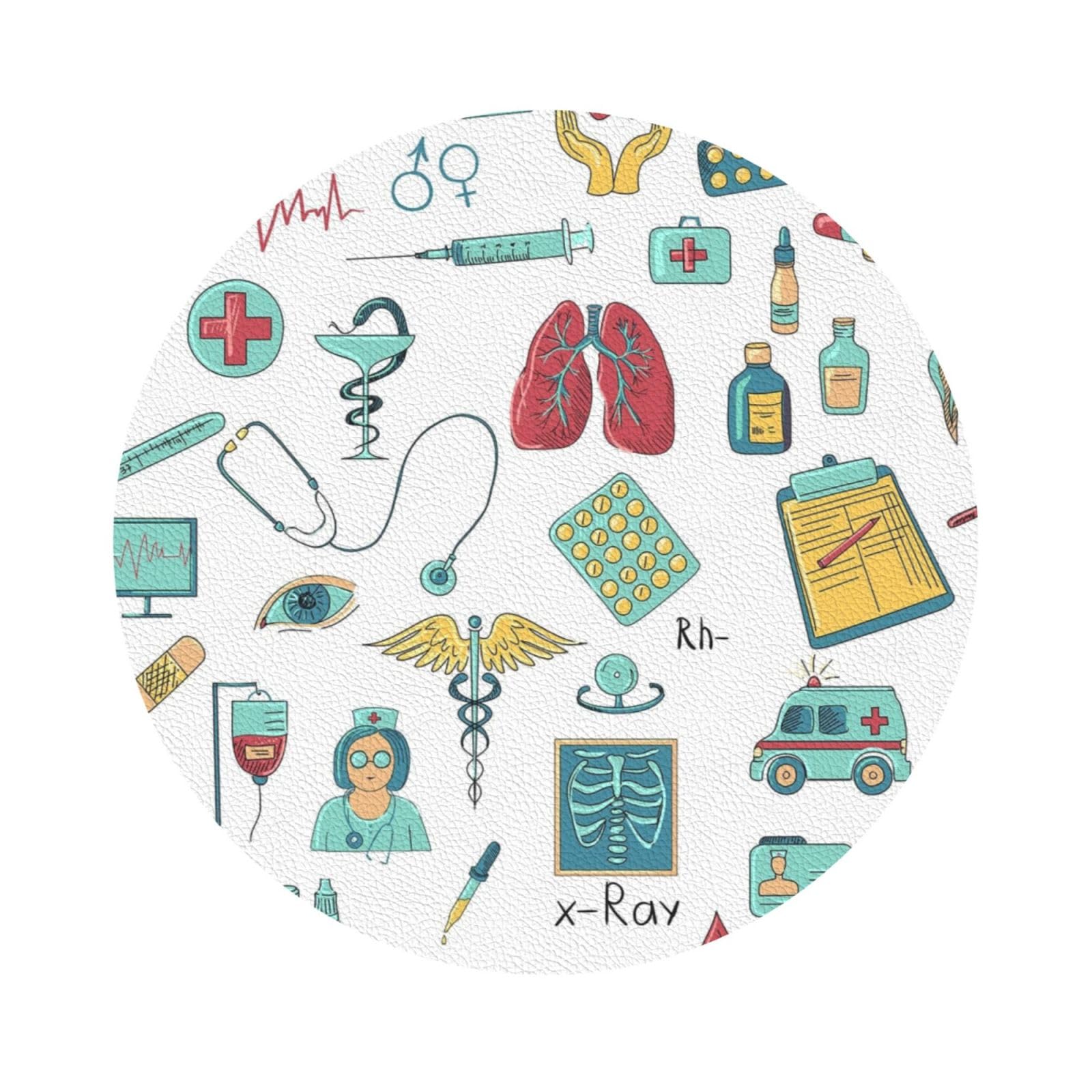 abstraction biology chemistry4 PU Leather Coasters Set of 6 Round Drink Coasters