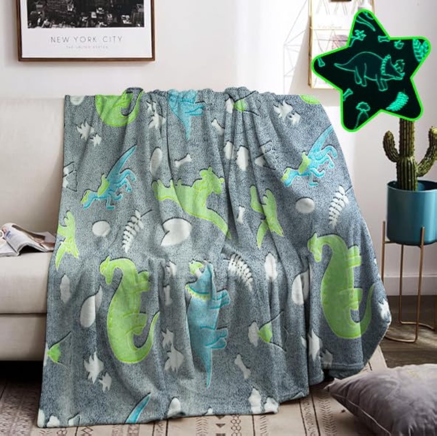 Coperta Morbida Per Bambini Con Dinosauro, JynxtoyZeal, Flanella Calda 100x150 Cm, Perfetta Per Camera E Divano, Regalo Originale