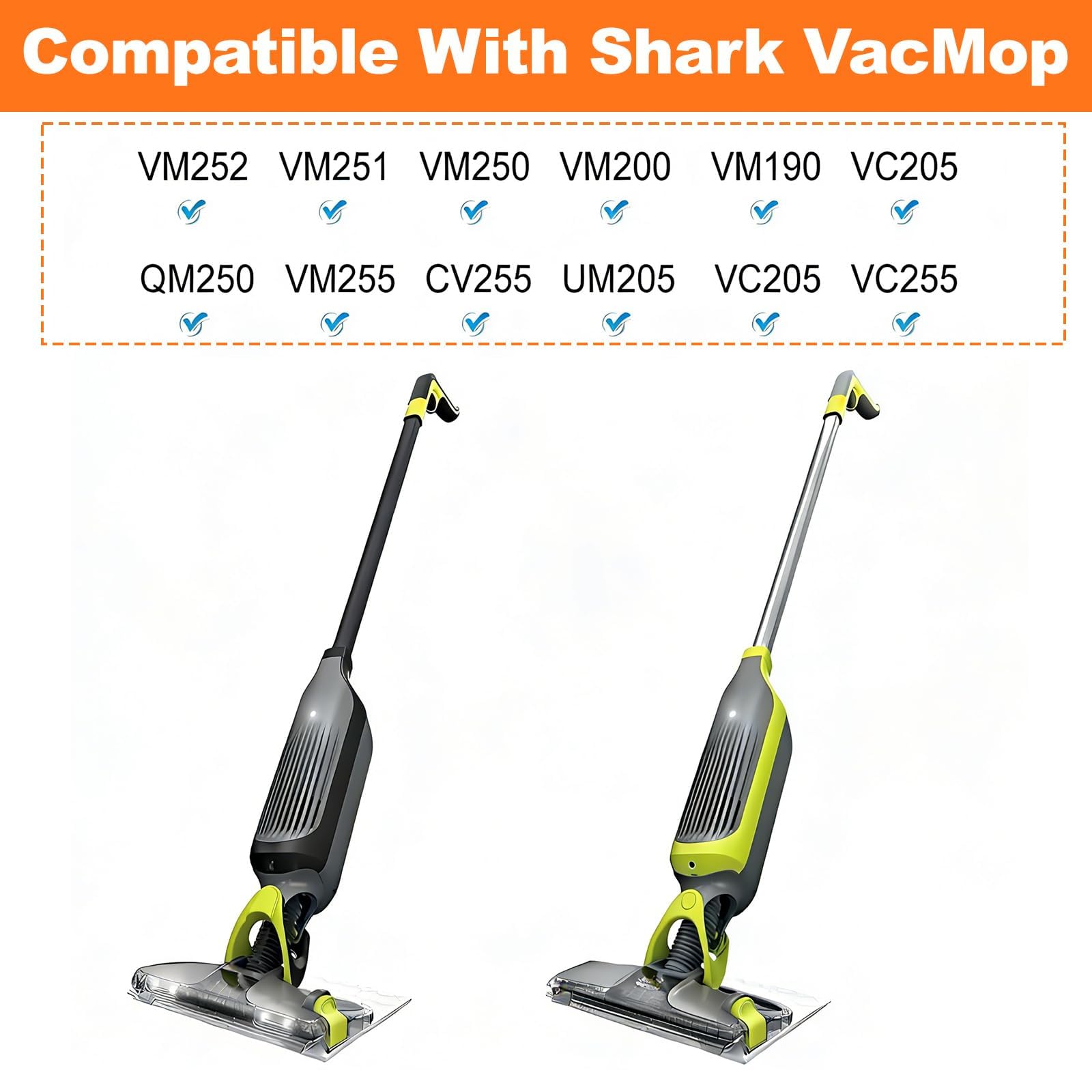 HARY Für Shark VacMop Pads wiederverwendbare Ersatzpads mit Schmutzkammer, Mikrofaser-Wischmopp-Nachfüllpackung, kompatibel mit Shark VM200, VM205, VM250, VM252 für Hartbodenreinigung (Blau und Weiß)