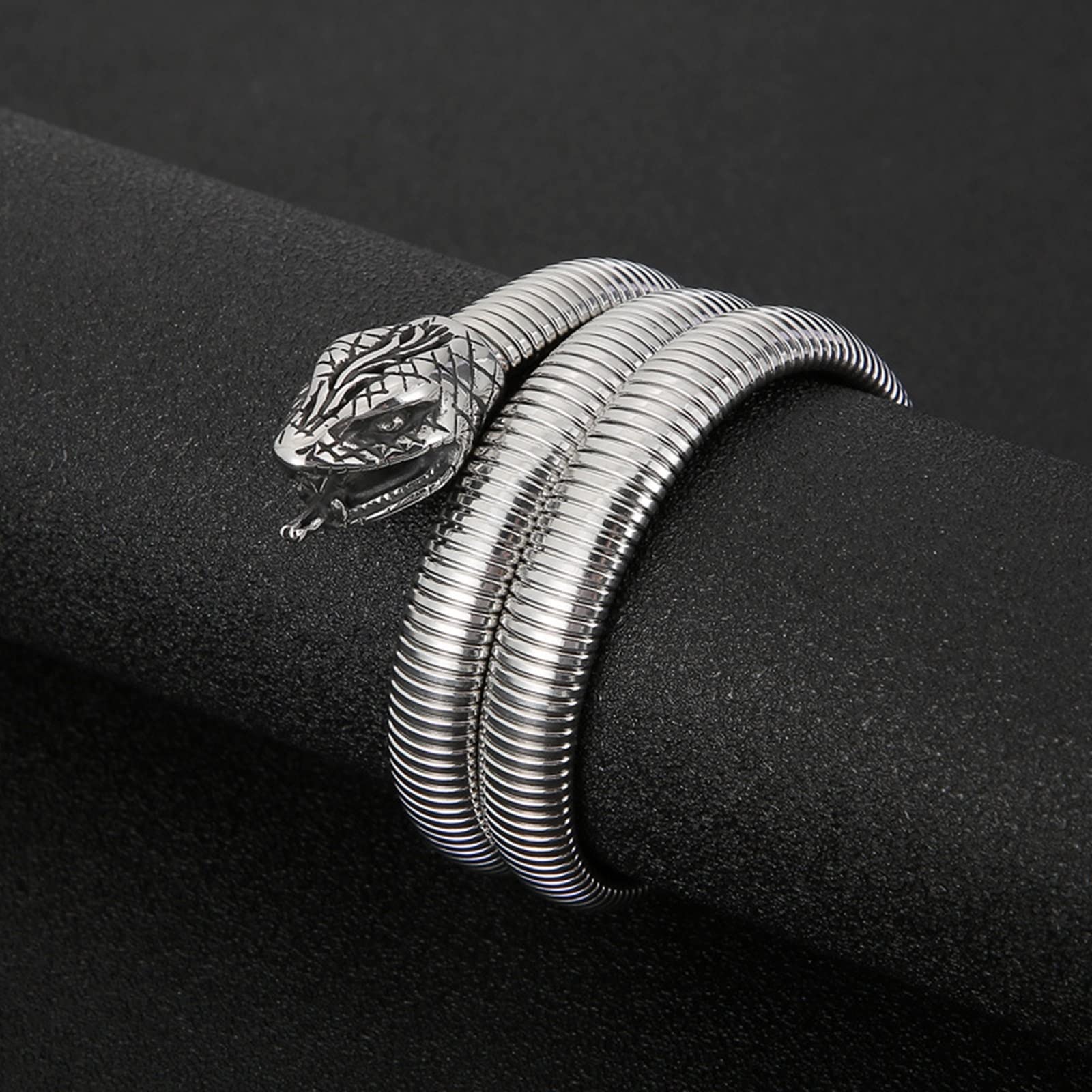 Bracciale Argento, Braccialetti Uomo Bracciale con Apertura Multigiro a Forma di Serpente Regalo di Festa Braccialetto 45cmx10mm