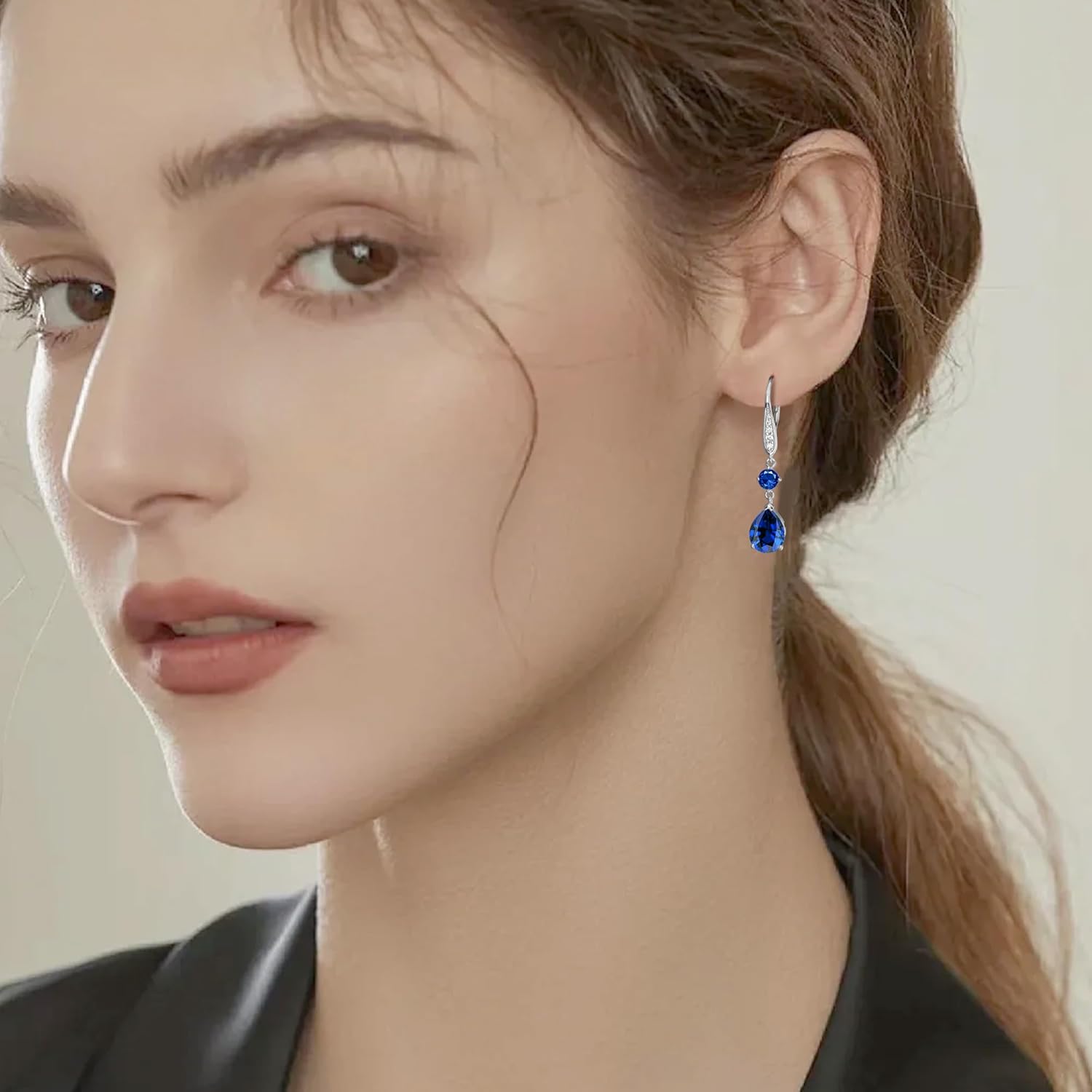 Teardrop Dangle Drop Earrings for Women 925 Sterling Silver Birthstone Leverback Earrings Birthday Valentines Day Anniversary Jewelry Gifts for Women Mom Wife Her - Image 7