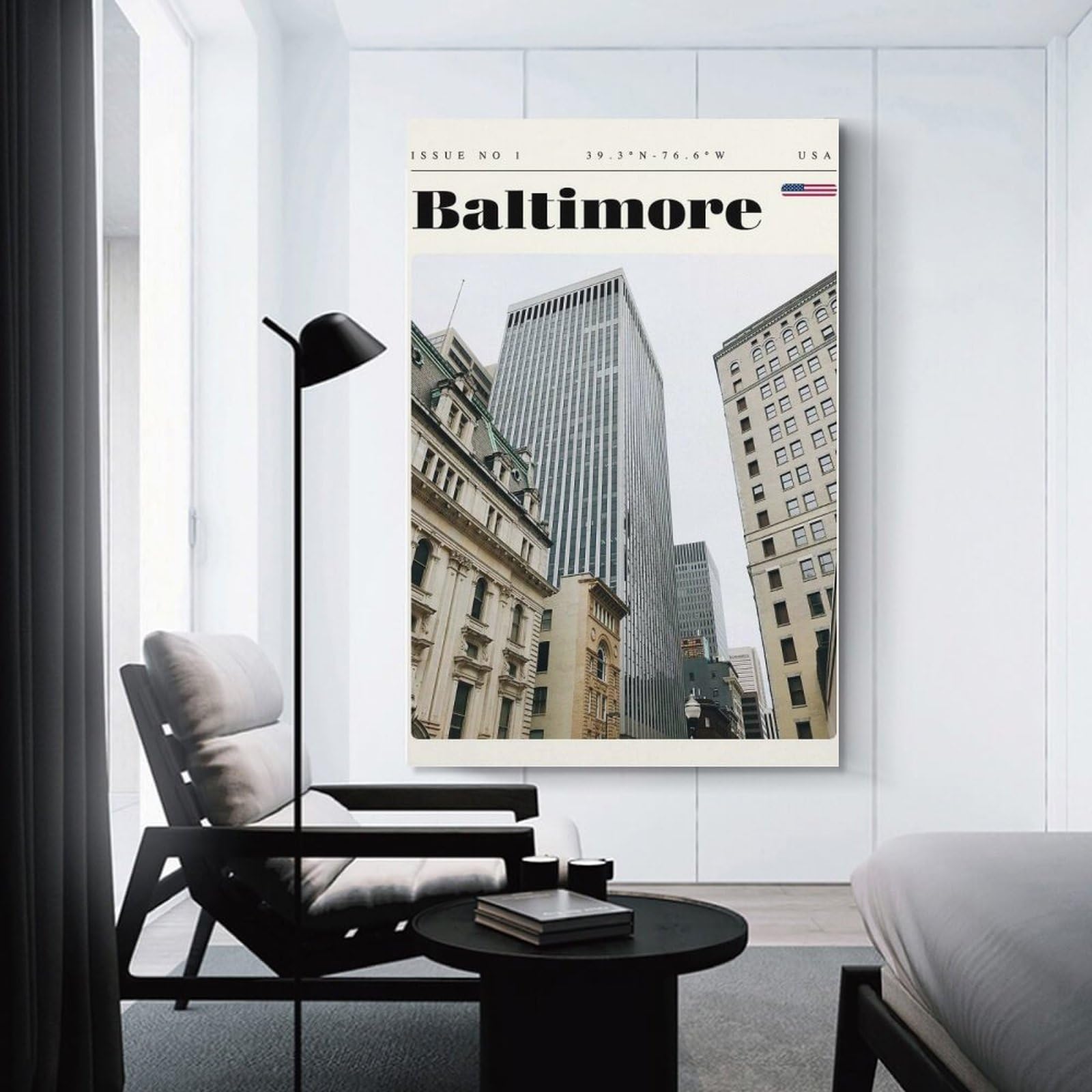 Junmoney Baltimore Maryland Travel Art Home Decor Wall Art, 24x36inch(60x90cm), for Living Room, Bedroom Or Apartment Walls, Canvas Styling for A Polished Room Look