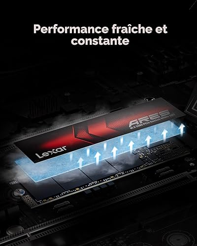 Lexar ARES SSD 1To M.2 2280 PCIe Gen4x4 NVMe Interne – Jusqu'à 7 400 Mo/s en Lecture et 6 500 Mo/s en Écriture, SSD pour PS5, PC, Ordinateur Portable, Gamers, Créateurs, Professionnels - 6