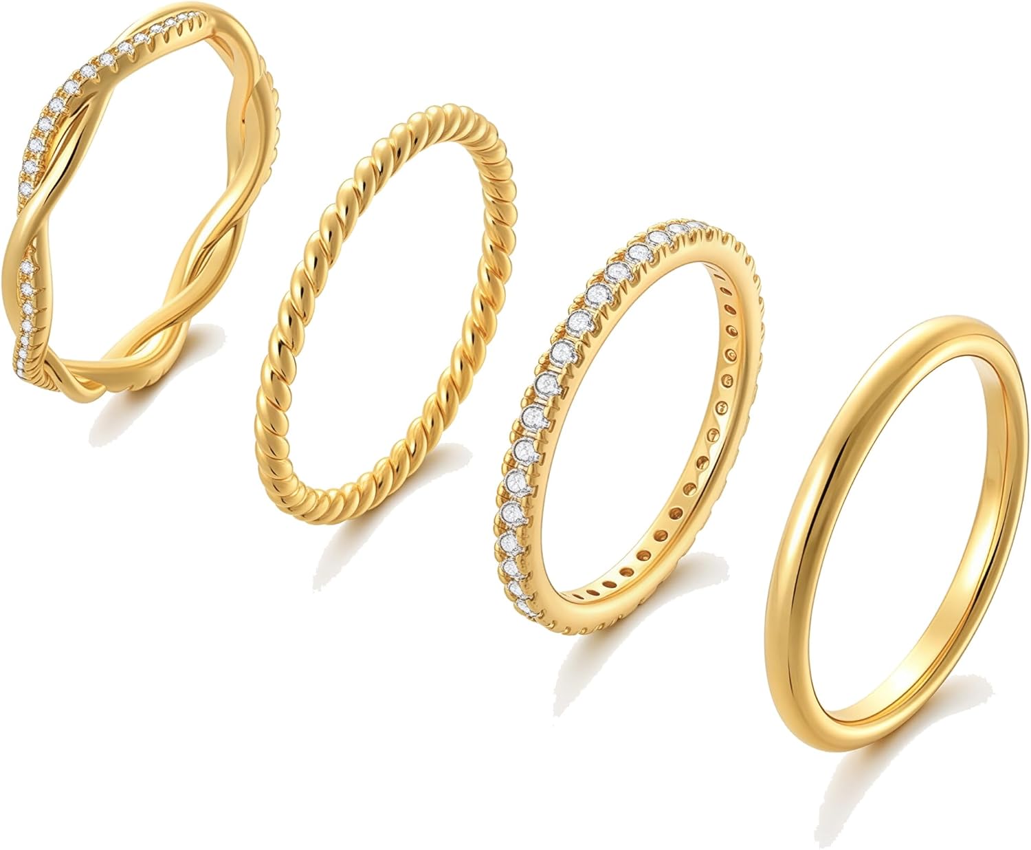 Gold Stackable Rings for Women Non Tarnish, Dainty 14K Gold Plated Stacking Thumb Rings Set Cubic Zirconia Stack Thin Ring Trendy Statement Promise Wedding Bands Rings for Women Size 5-10 Gold Stackable Rings for Women Non Tarnish, Dainty 14K Gold Plated Stacking Thumb Rings Set Cubic Zirconia Stack Thin Ring Trendy Statement Promise Wedding Bands Rings for Women Size 5-10