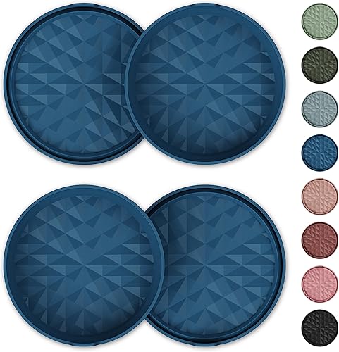 Miniatura 11 de Posavasos de Silicona para Automóvil [Paquete de 4] Alfombrillas Universales Antideslizantes de 2.75 pulgadas, Accesorios Integrados para el Negro
