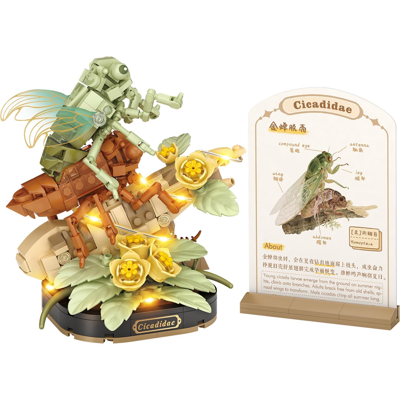 Orchid Mantis Building Kit, 478 PCS Flowers and Insect Micro Mini Building Blocks Set, MOC Construction Bricks Toy Gift, Creative Home Decoration (4122)