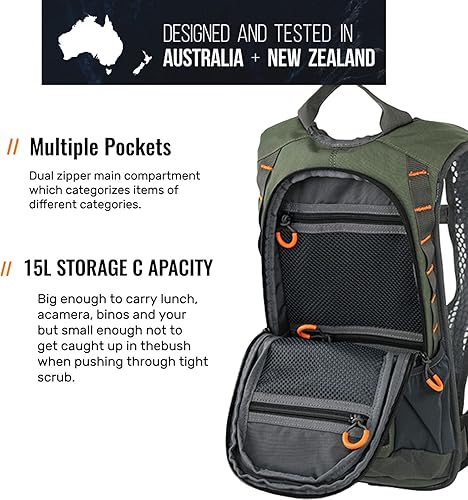 Miniatura 3 de SPIKA Mochila de caza de camuflaje y verde bolsas militares tácticas mochila impermeable para cinturón de cadera extraíble de capacidad de 15 litros