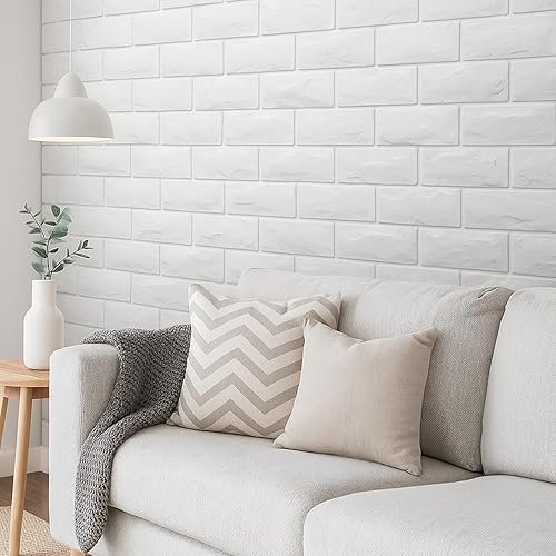 Miniatura 3 de 30paneles autoadhesivos 3D impermeables para pared con ladrillos blancos se pueden pintar papel tapiz con ladrillos falsos de espuma paneles para
