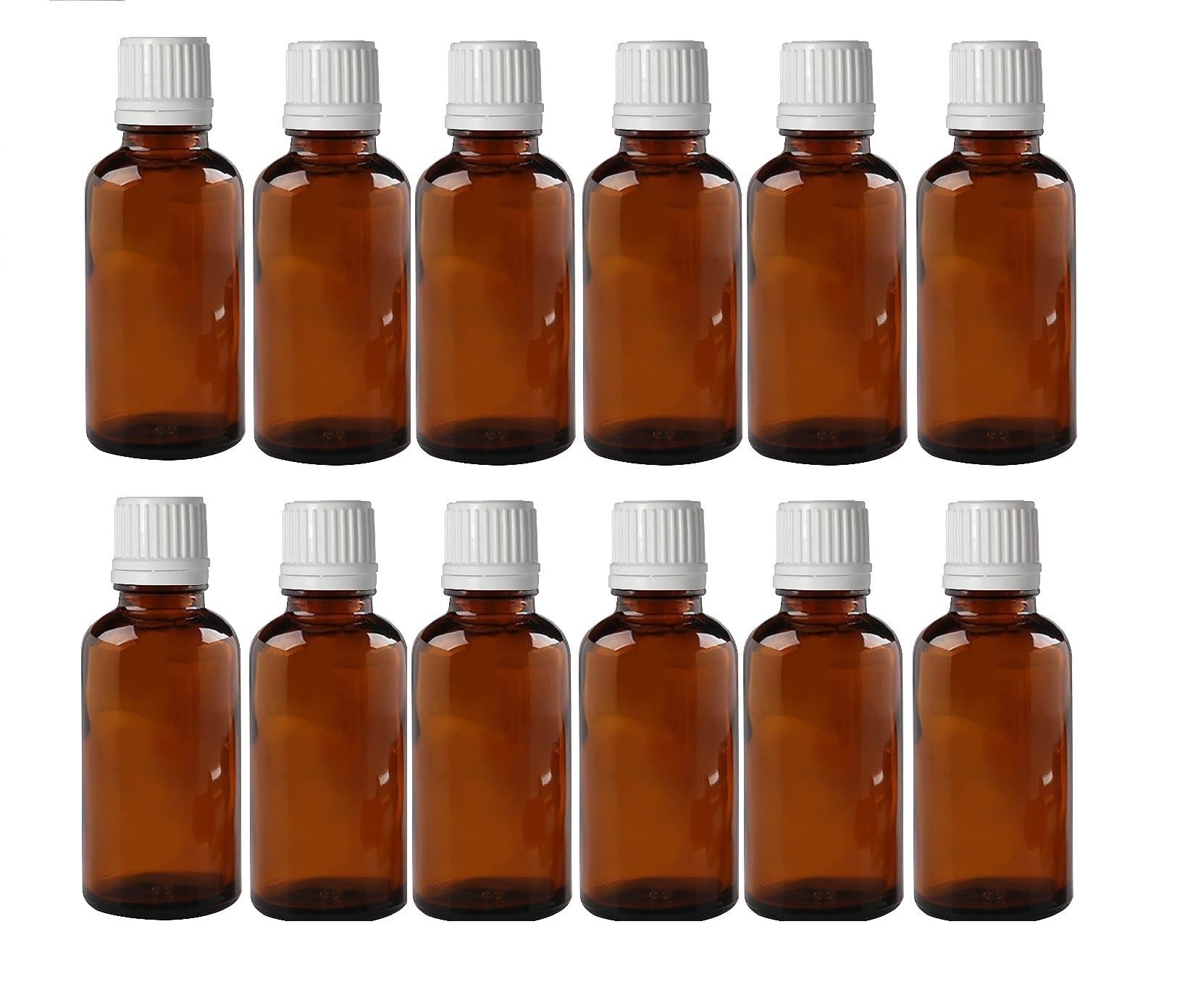 100 ml Amber Round Empty Glass Bottle with Euro Dropper and White Cap (Pack Of 12), Refillable, Reusable for Essential Oils, Blends, Diy Perfumes, Homeopathy And Medicine