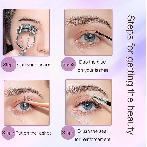 Miniatura 5 de Kit de extensiones de pestañas para bricolaje, 80 unidades individuales de racimo de pestañas rizadas D de 0.39 a 0.79 pulgadas, racimo de pestañas